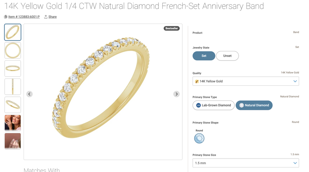 14K Yellow Gold Natural Diamond French-Set Anniversary Band
