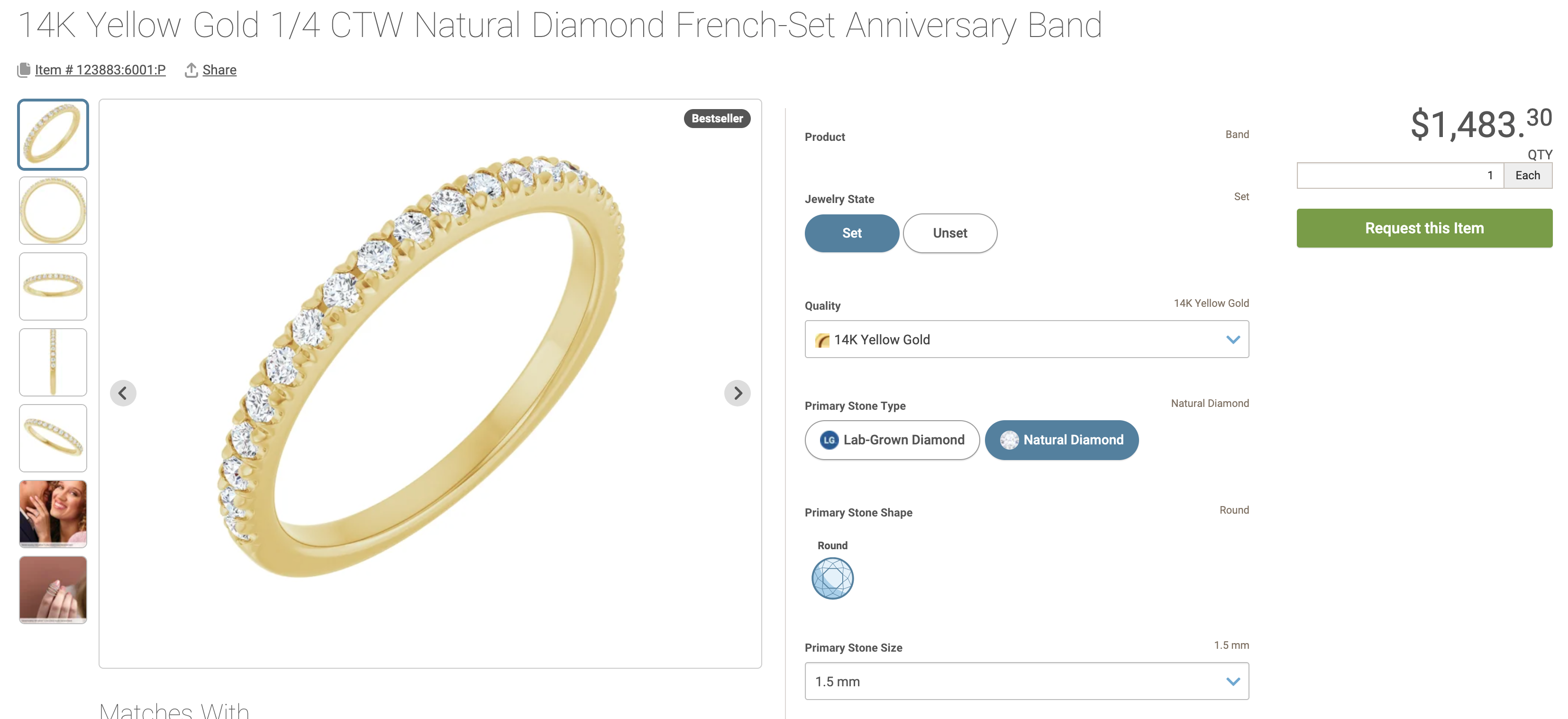 14 karat yellow gold 1/4 carat total Diamond weight. Natural earth ground French sets, anniversary band.