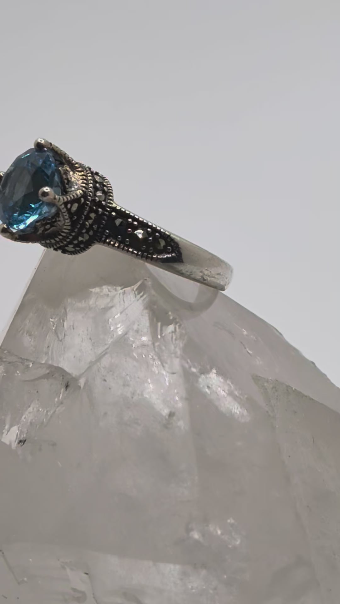 Blue Topaz & Marcasite Sterling Silver Ring Price: $325 Her Jeweler