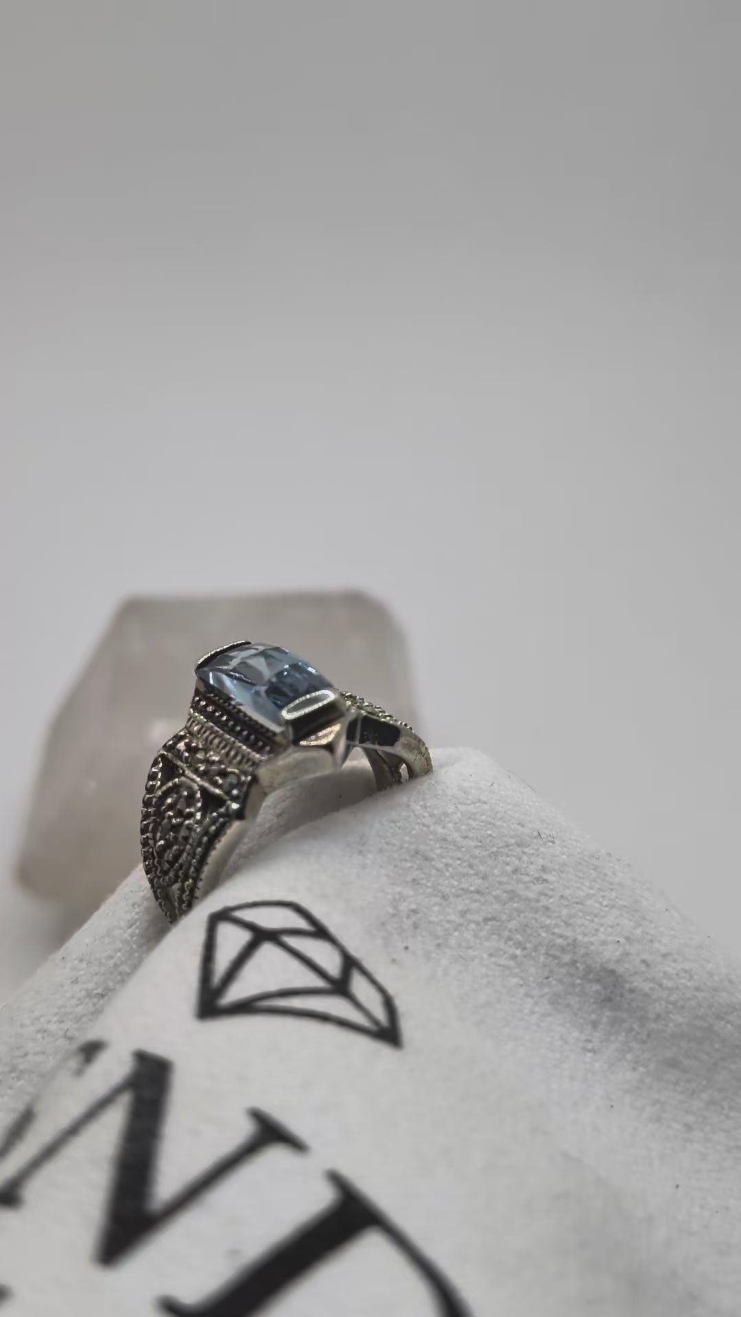 Blue Topaz & Marcasite Sterling Silver Ring $265 Her Jeweler