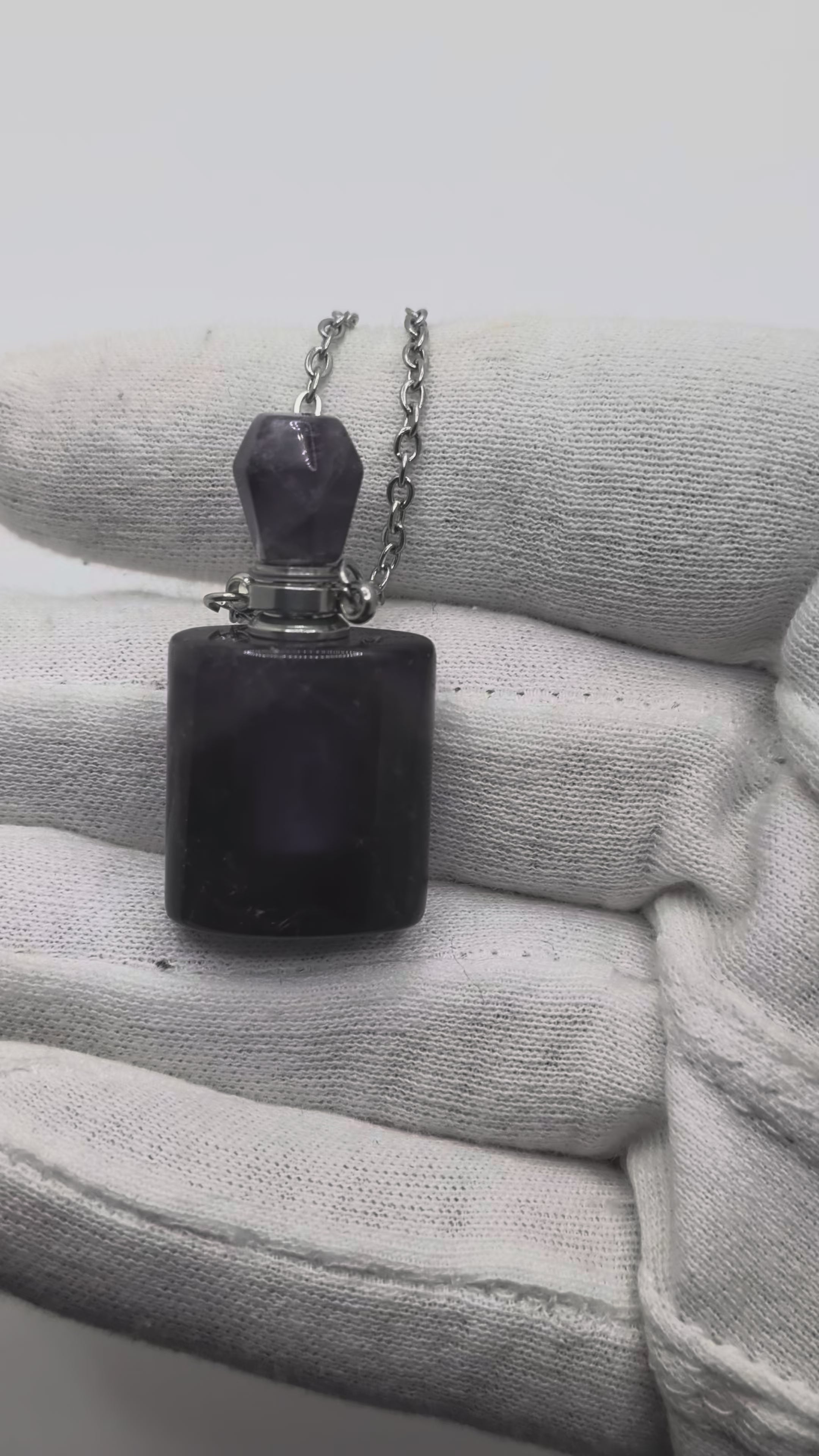 Amethyst Quartz Perfume Bottle Necklace