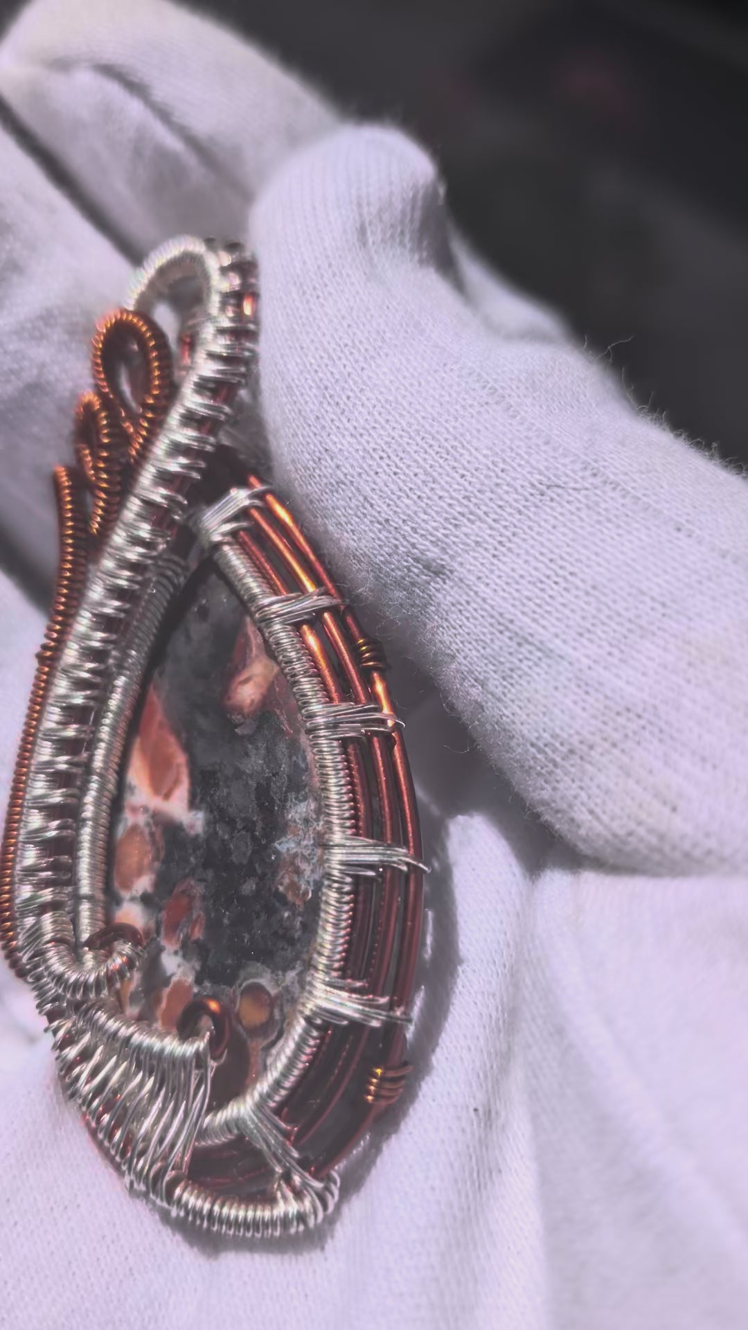 Wusah Designs Jasper Pendant in Copper & Silver Wire $95