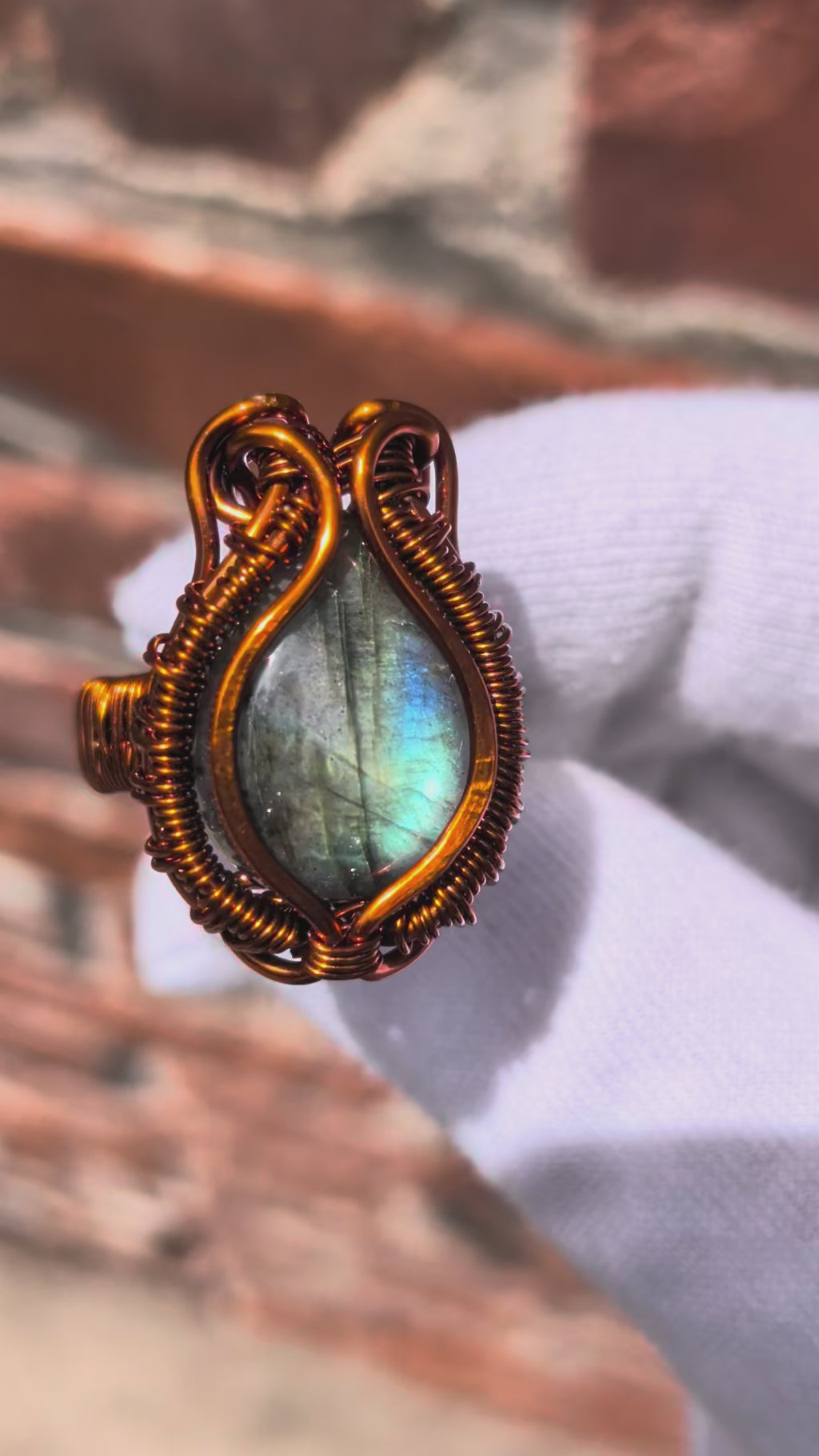 Wusah Labradorite Copper Ring – Handmade in Indonesia
 $70