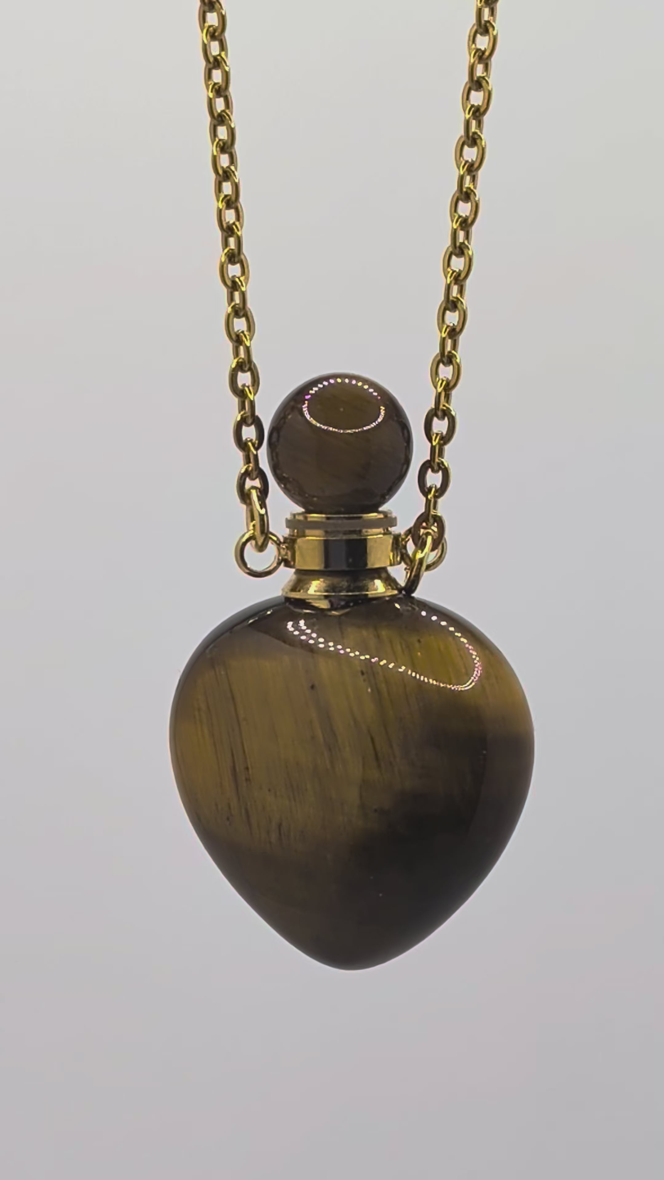 Kulli Tigers Eye Heart Perfume Necklace