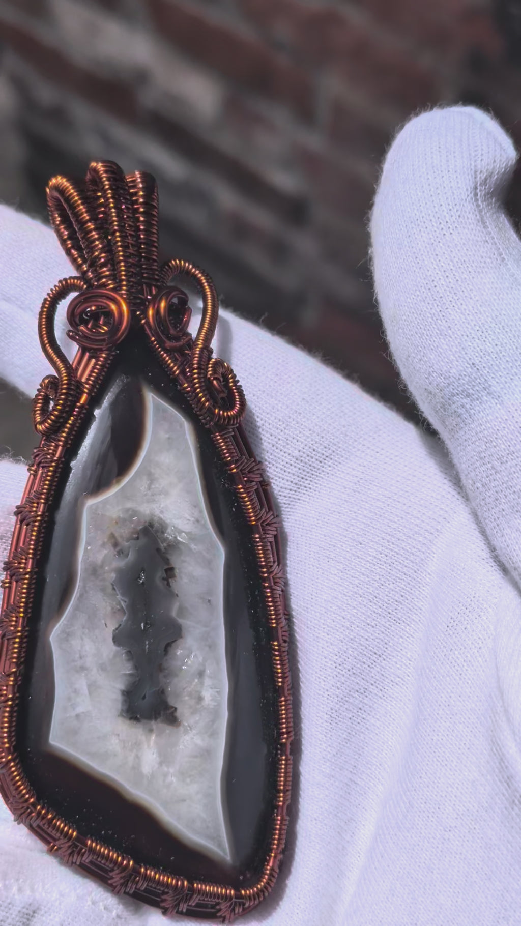 Wusah Designs Agate Pendant in Pure Copper $125
