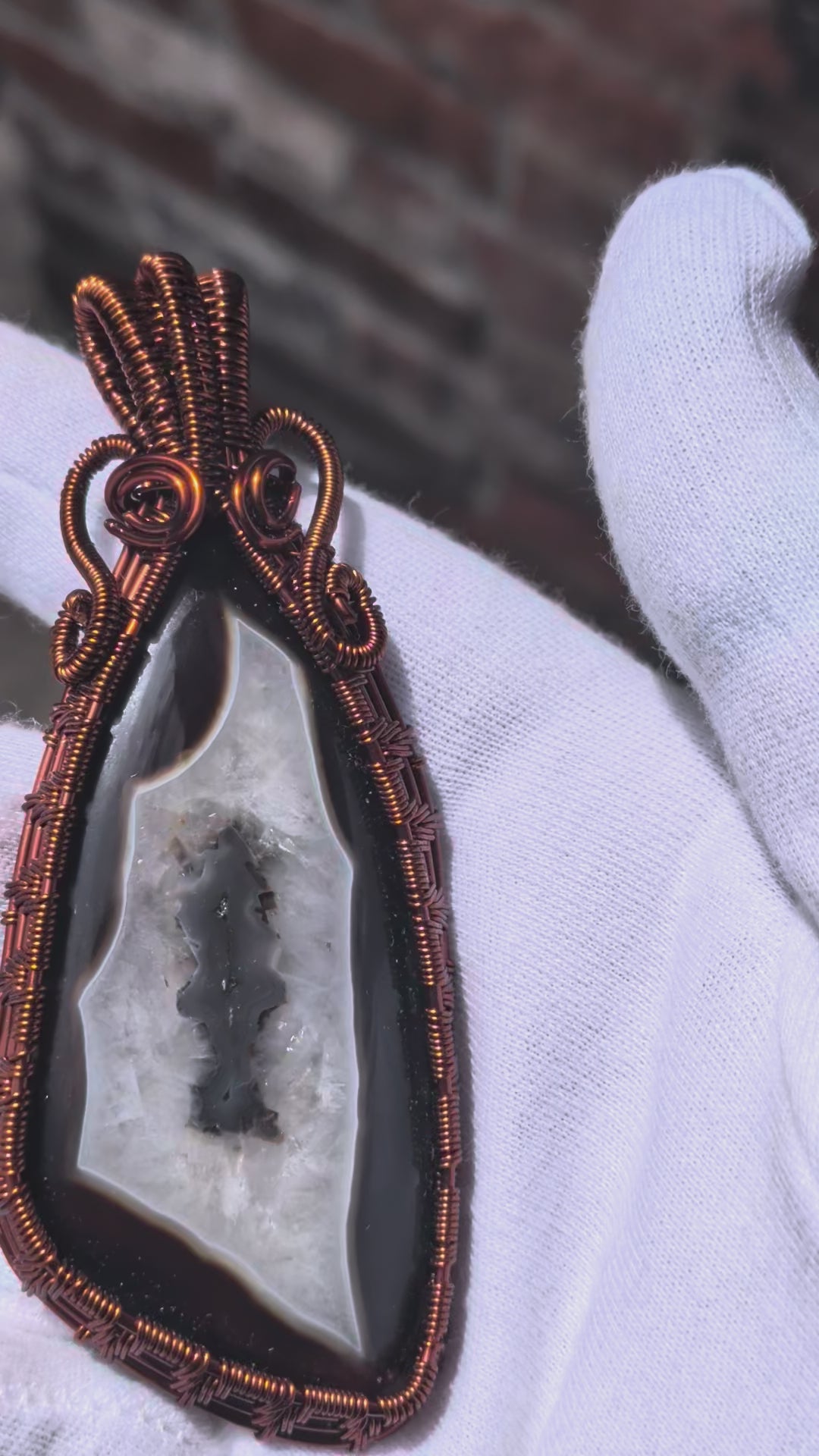 Wusah Designs Agate Pendant in Pure Copper $125