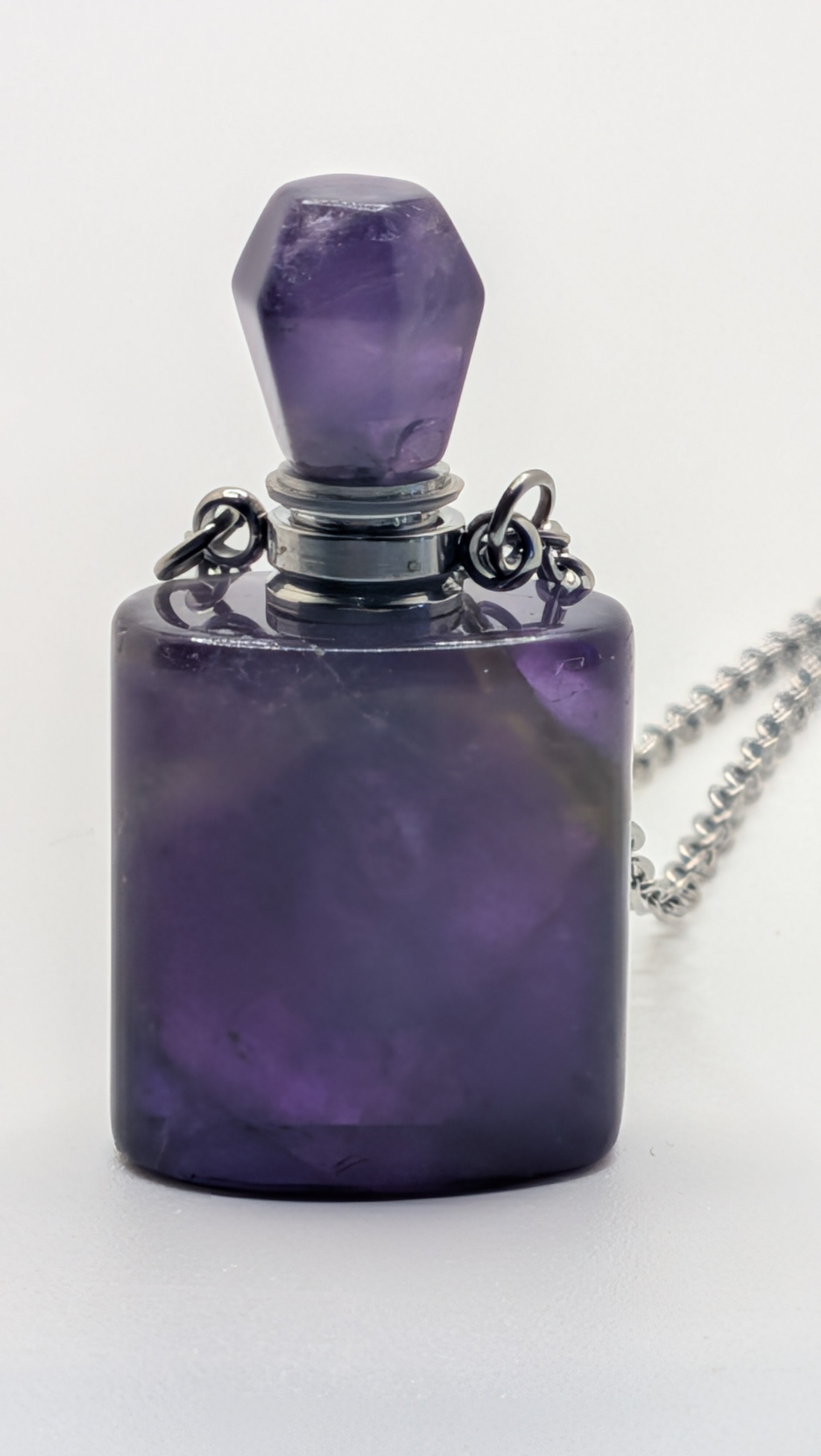 Amethyst Quartz Perfume Bottle Necklace