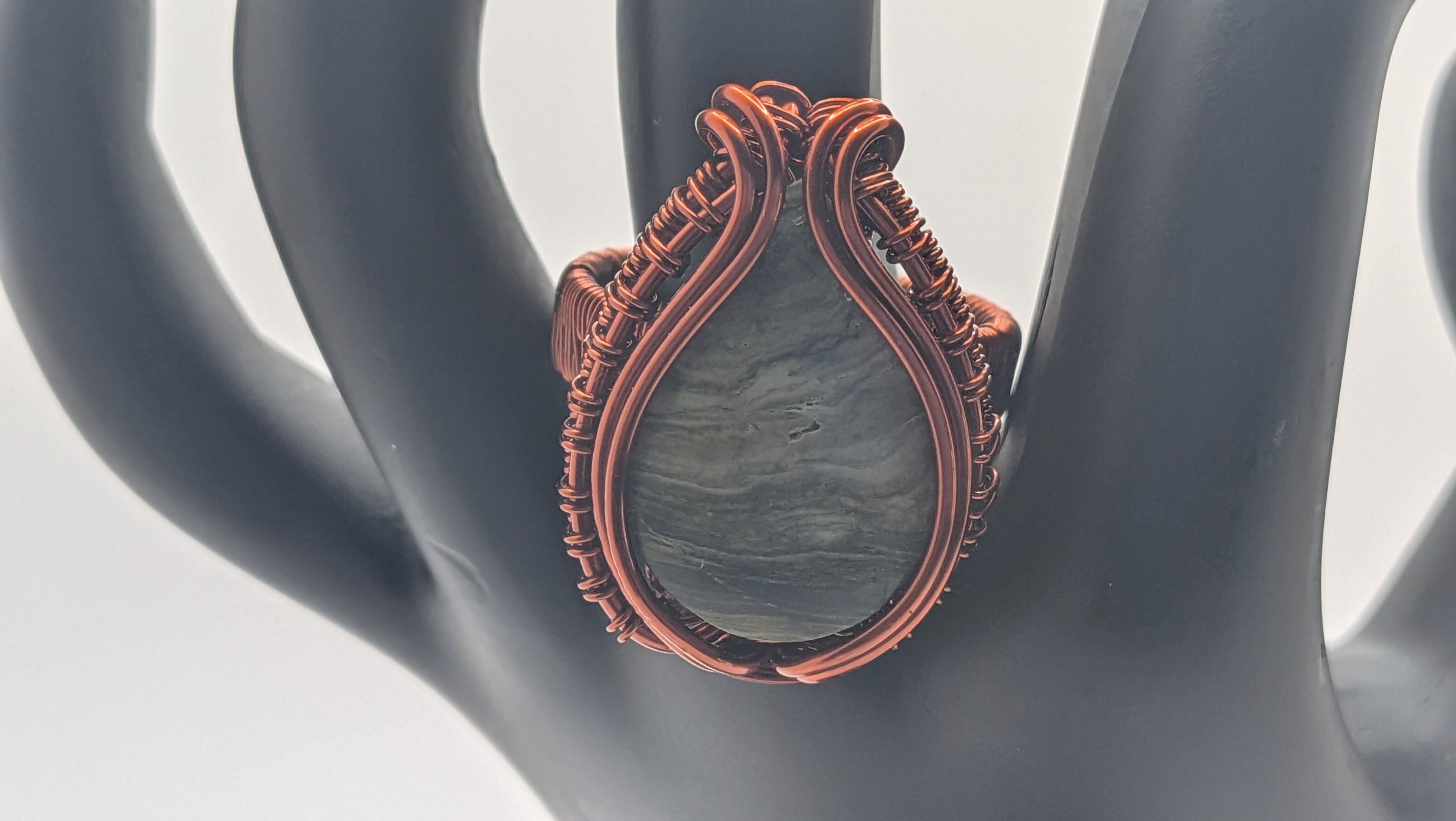 Wu-Sah Designs – Green Jasper Copper Ring