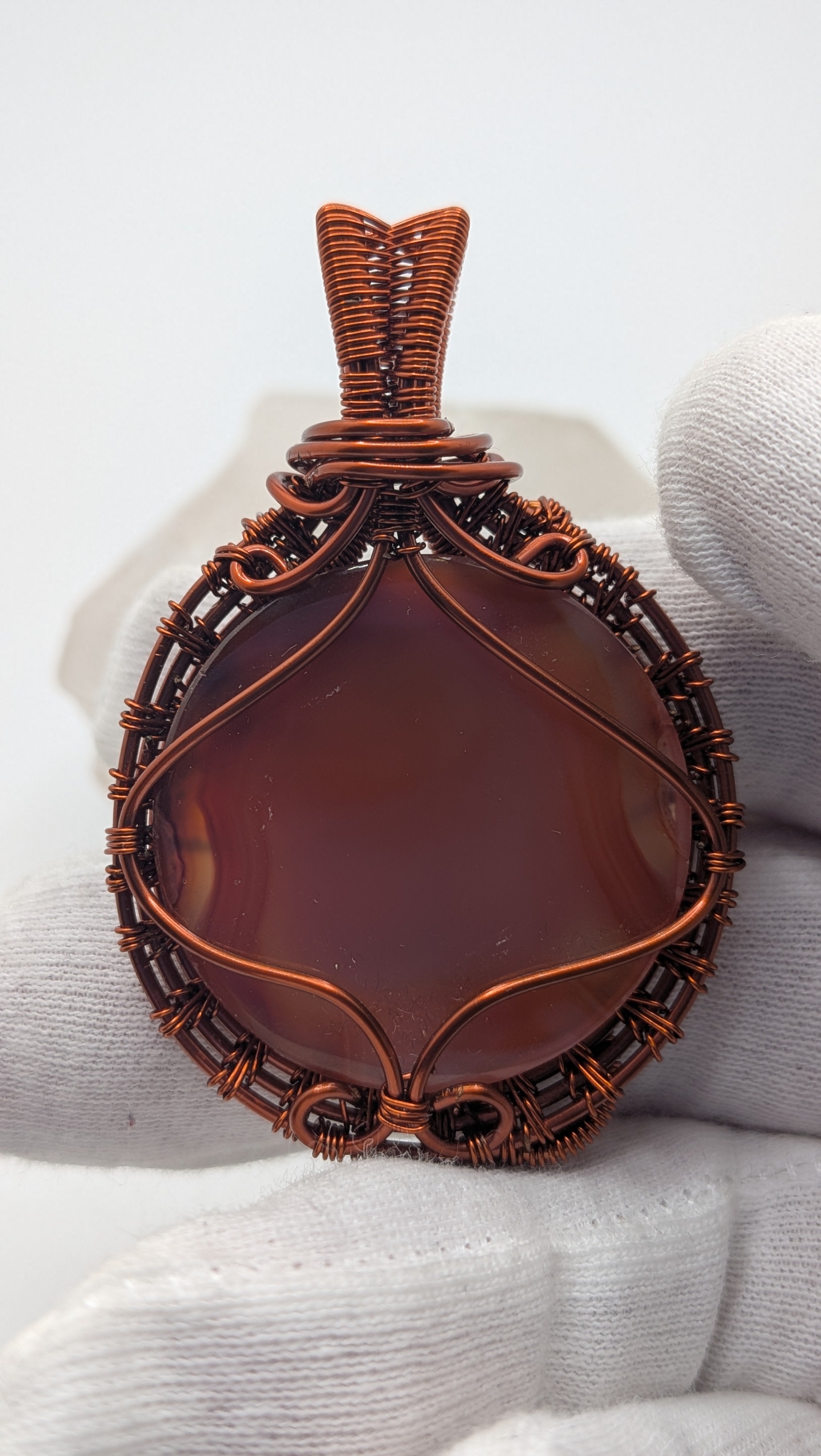 Scorpion with Round Shaped Carnelian Copper Pendant by Wu-Sah Designs