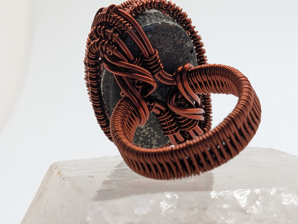 Wusah Designs Handwrapped Copper & Pyrite Statement Ring $111