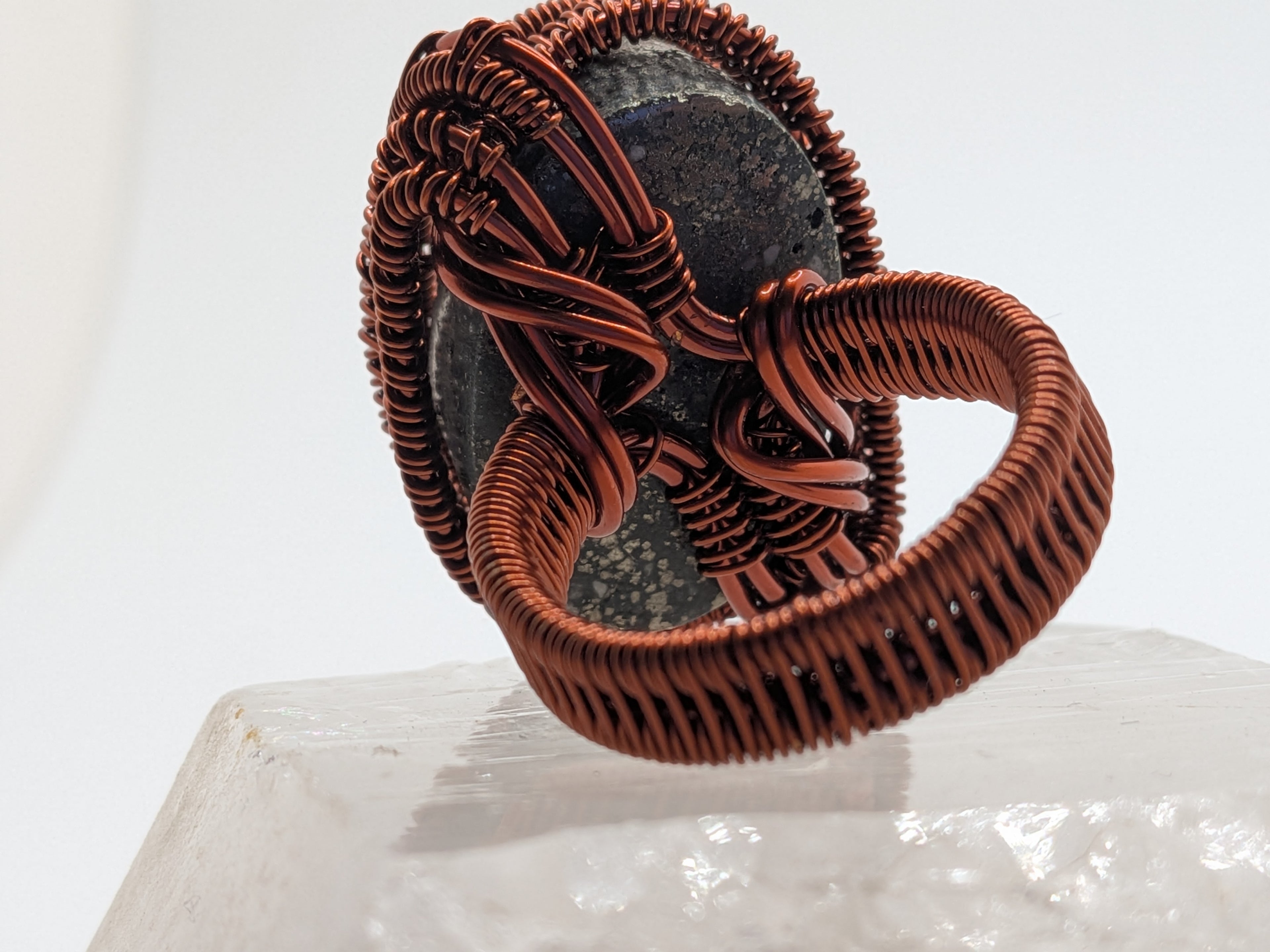 Wusah Designs Handwrapped Copper & Pyrite Statement Ring $111