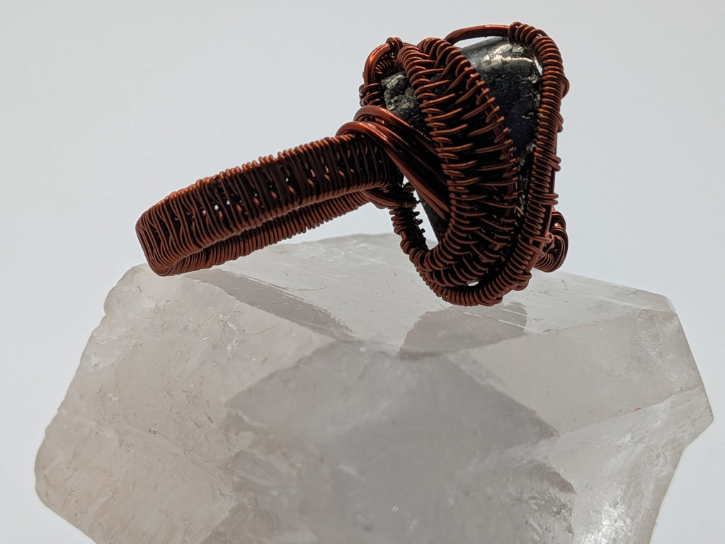 Wusah Hand wrapped Copper Pyrite Statement Ring (2) $111