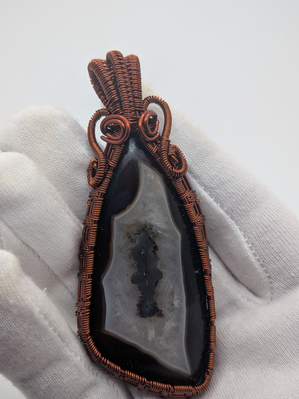 Wusah Designs Agate Pendant in Pure Copper $125