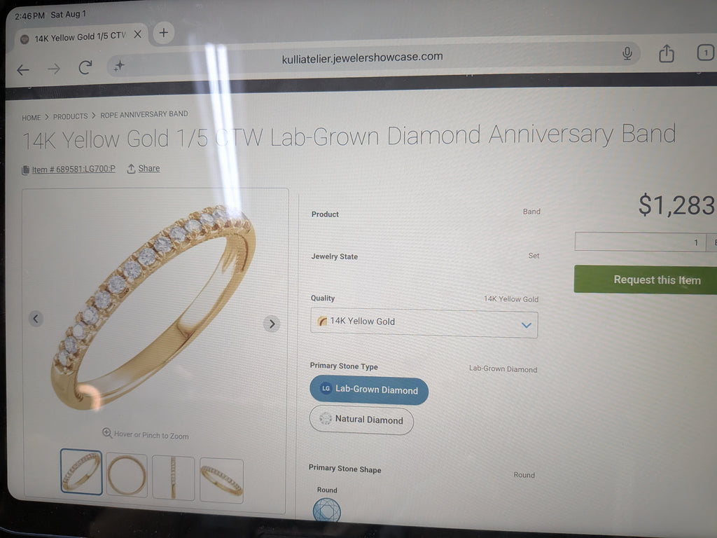 14 karat yellow gold 1/4 carat total Diamond weight. Natural earth ground French sets, anniversary band.