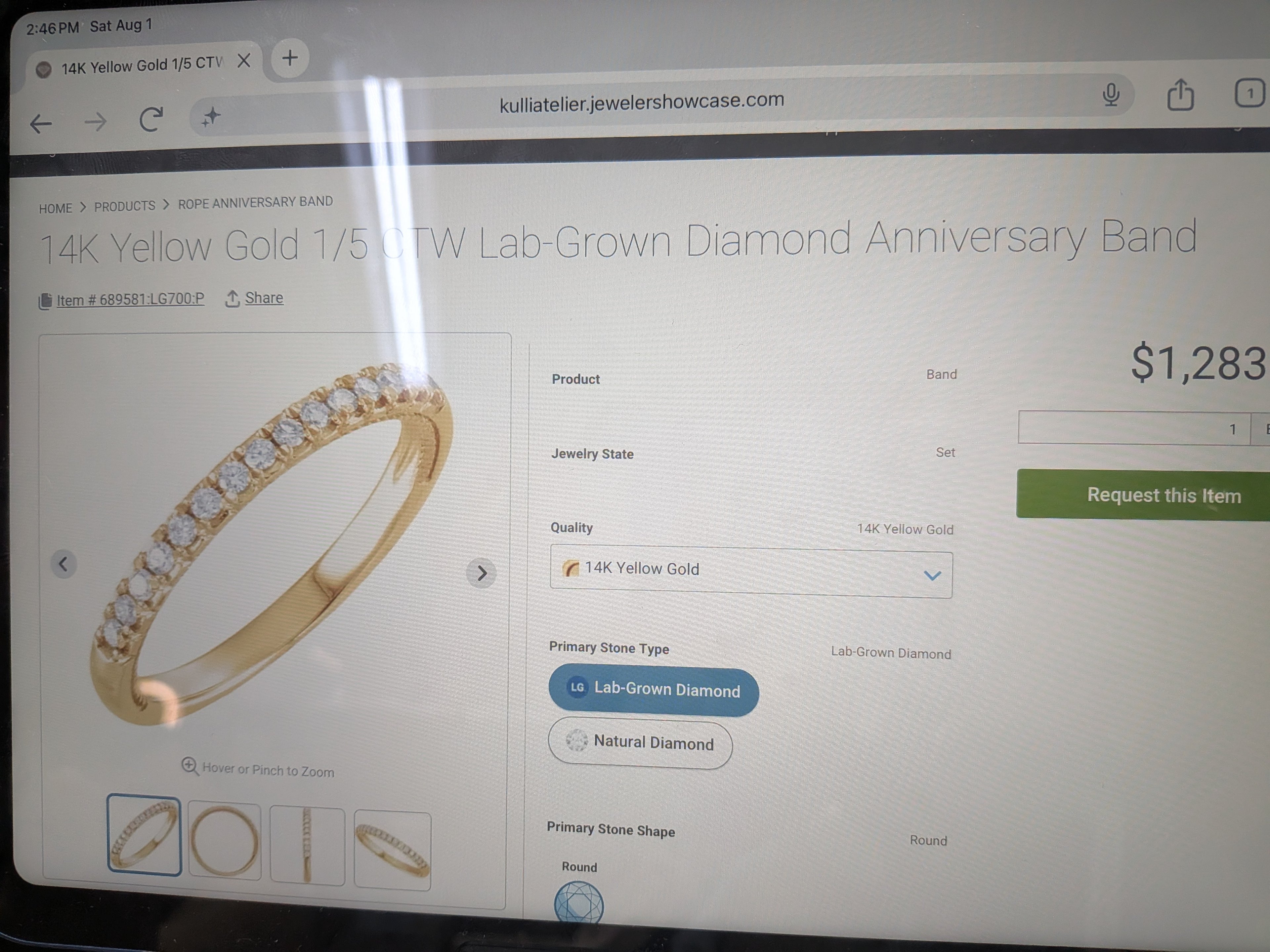 14 karat yellow gold 1/4 carat total Diamond weight. Natural earth ground French sets, anniversary band.