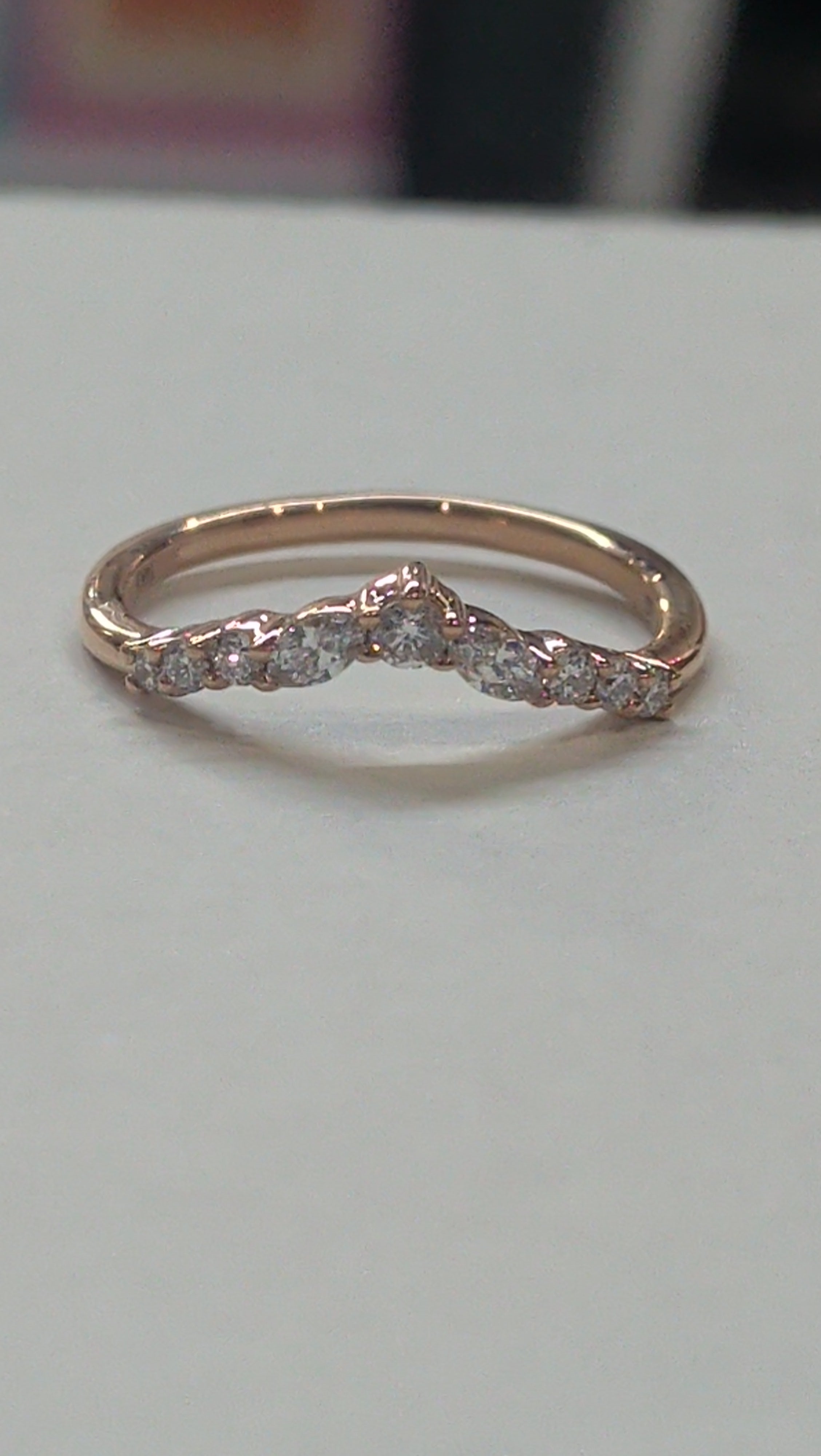 14 karat rose gold lab grown Diamond Marquise and round contour band