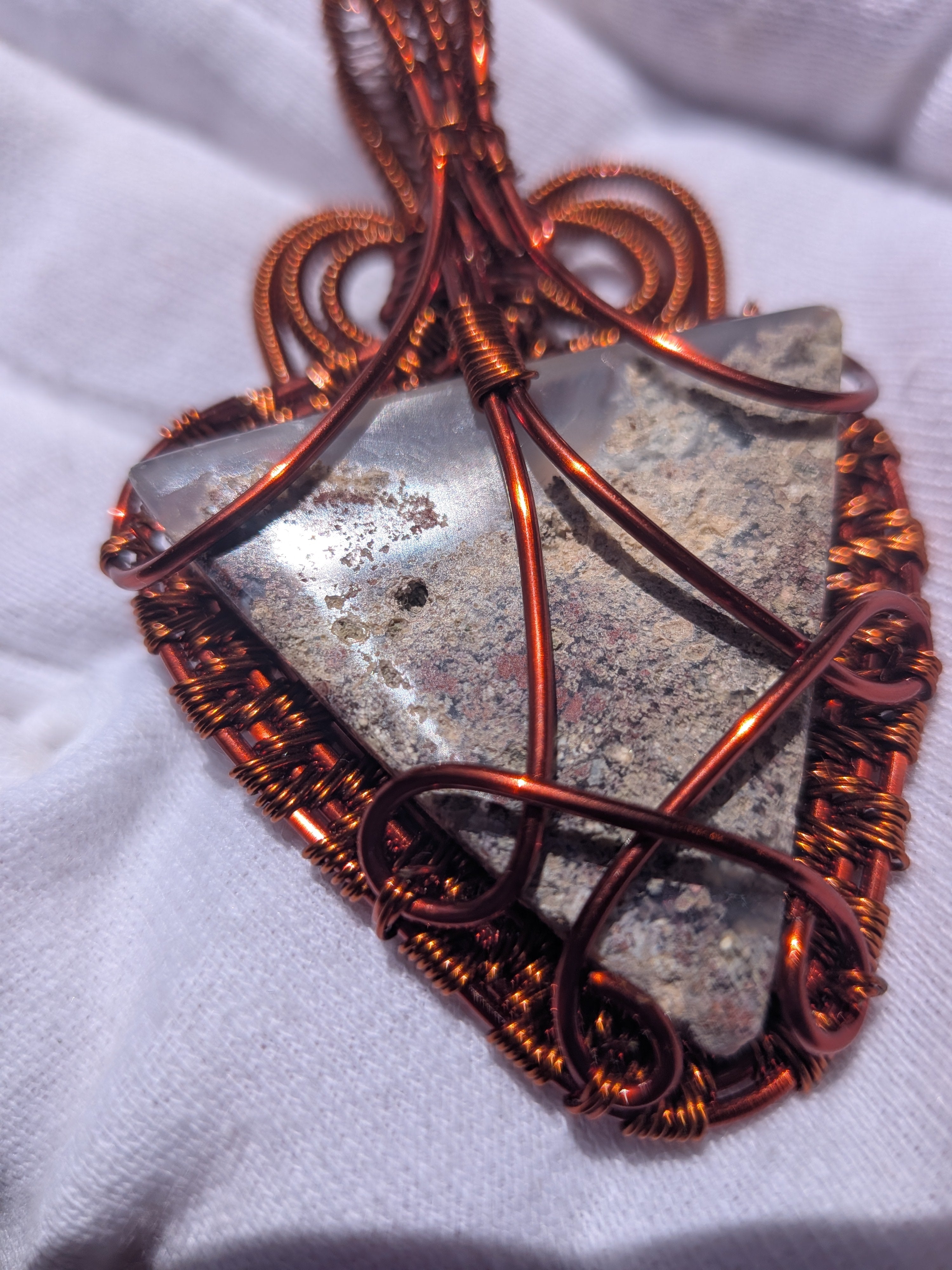 Wusah Designs Moss Agate Pendant in Pure Copper $125
