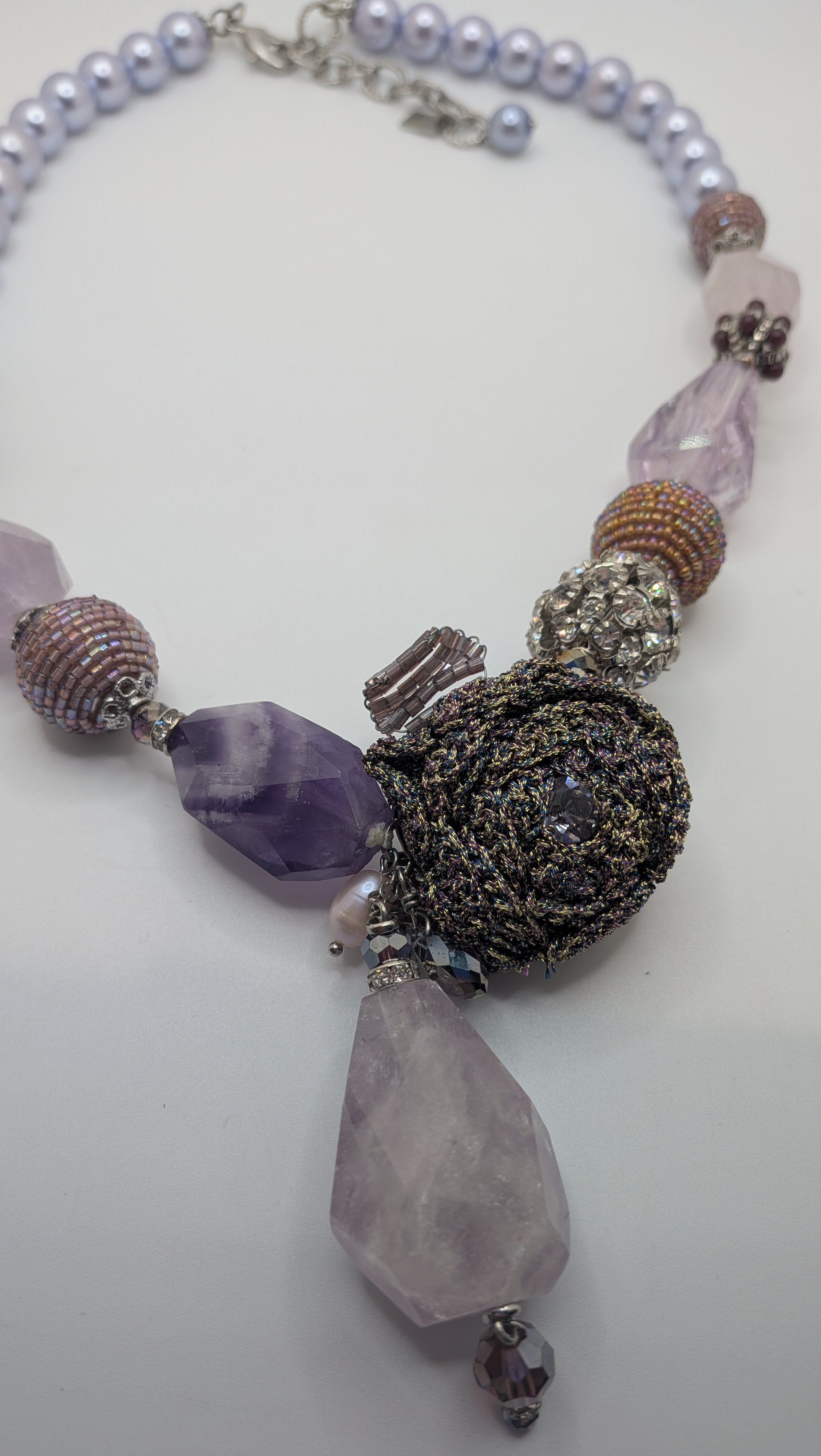 Vintage amethyst and rose quartz necklace