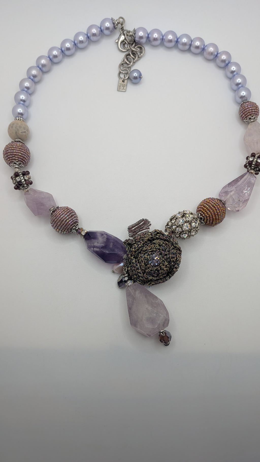 Vintage amethyst and rose quartz necklace