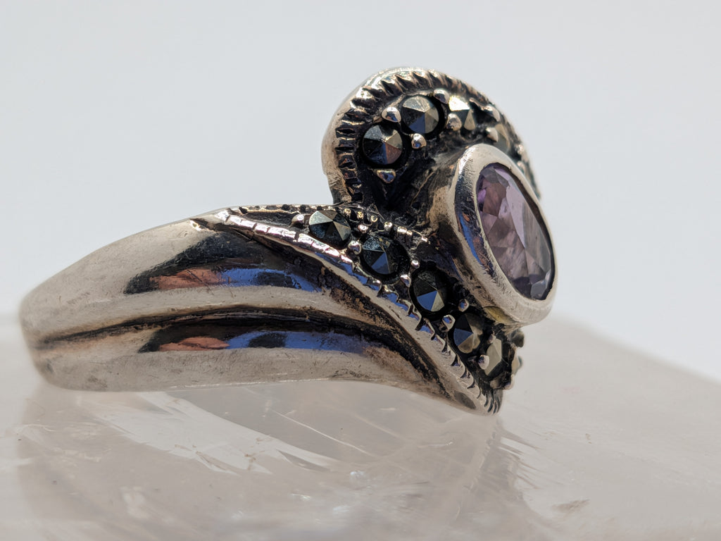 Vintage Sterling Silver Marcasite & Amethyst Ring $245 Her Jeweler