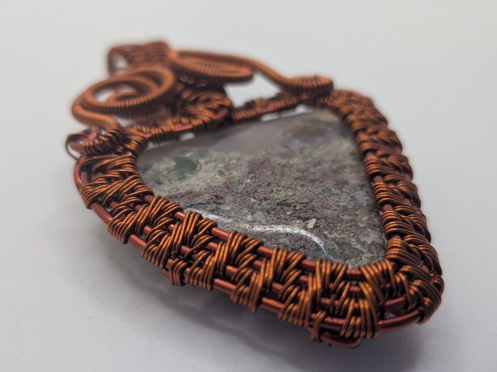 Wusah Designs Moss Agate Pendant in Pure Copper $125
