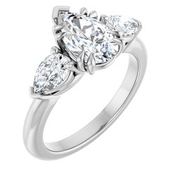 Sterling Silver 10x6 mm Pear lab Diamond Engagement Ring Gaby and Joseph