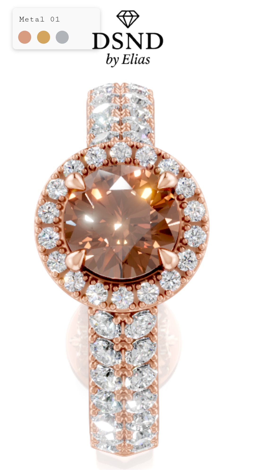 Bourbon Inspired 14 K Rose Gold Lab Brown Diamond Engagement Ring