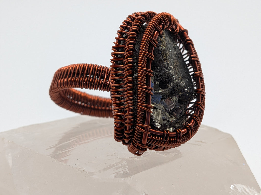 Wusah Designs Handwrapped Copper & Pyrite Statement Ring $111
