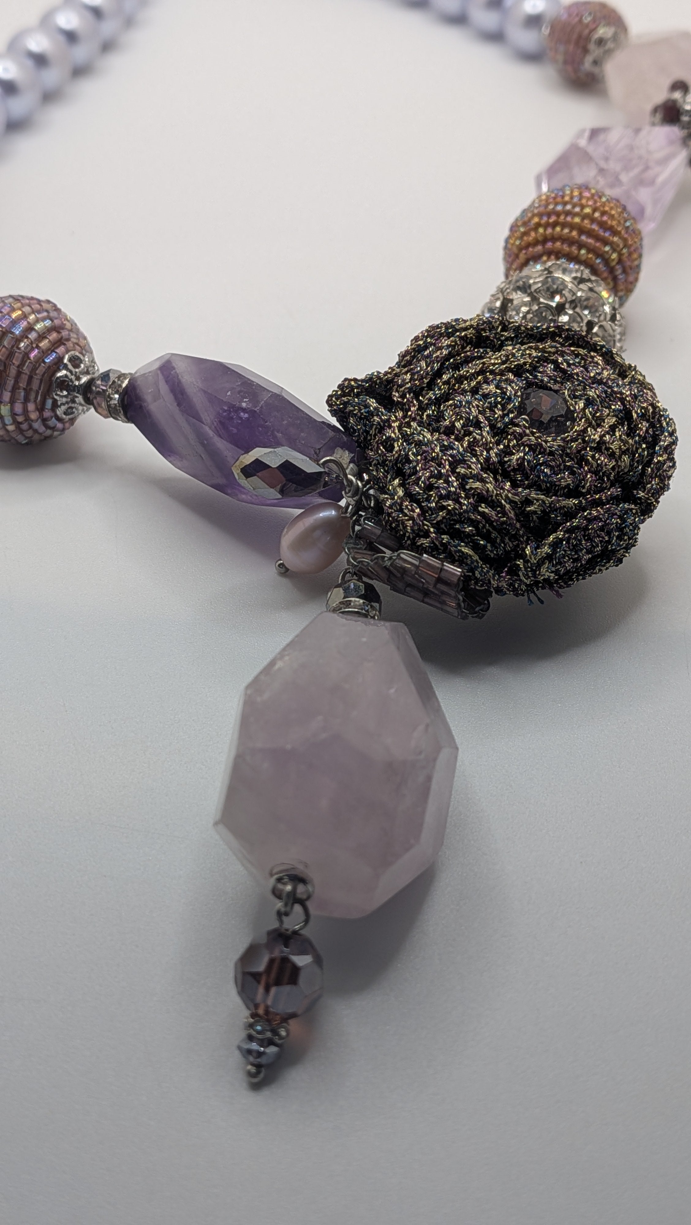 Vintage amethyst and rose quartz necklace