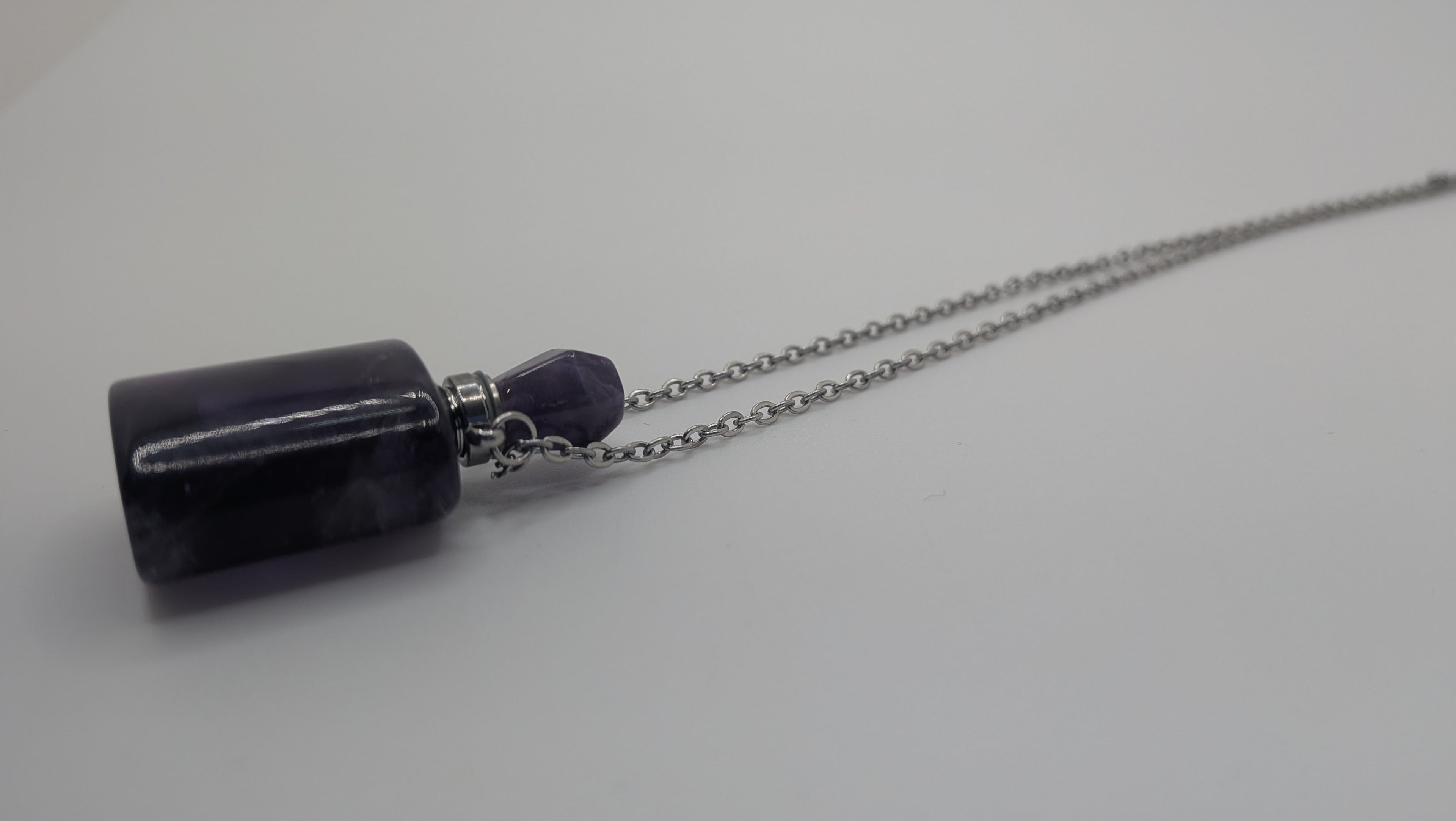 Amethyst Quartz Perfume Bottle Necklace
