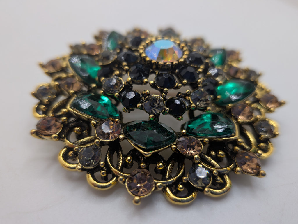 Emerald Medallion Statement Brooch — $25