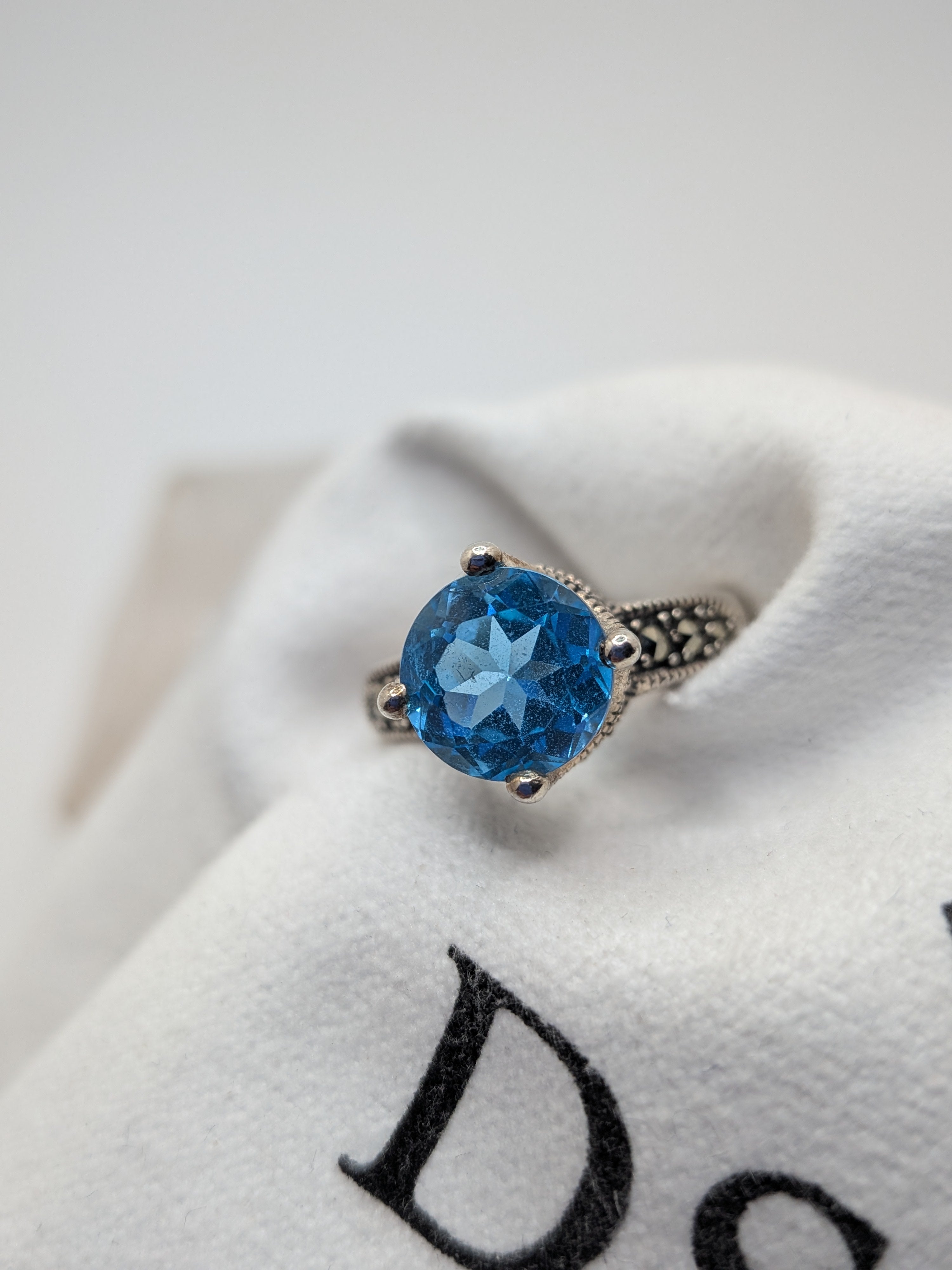 Blue Topaz & Marcasite Sterling Silver Ring Price: $325 Her Jeweler