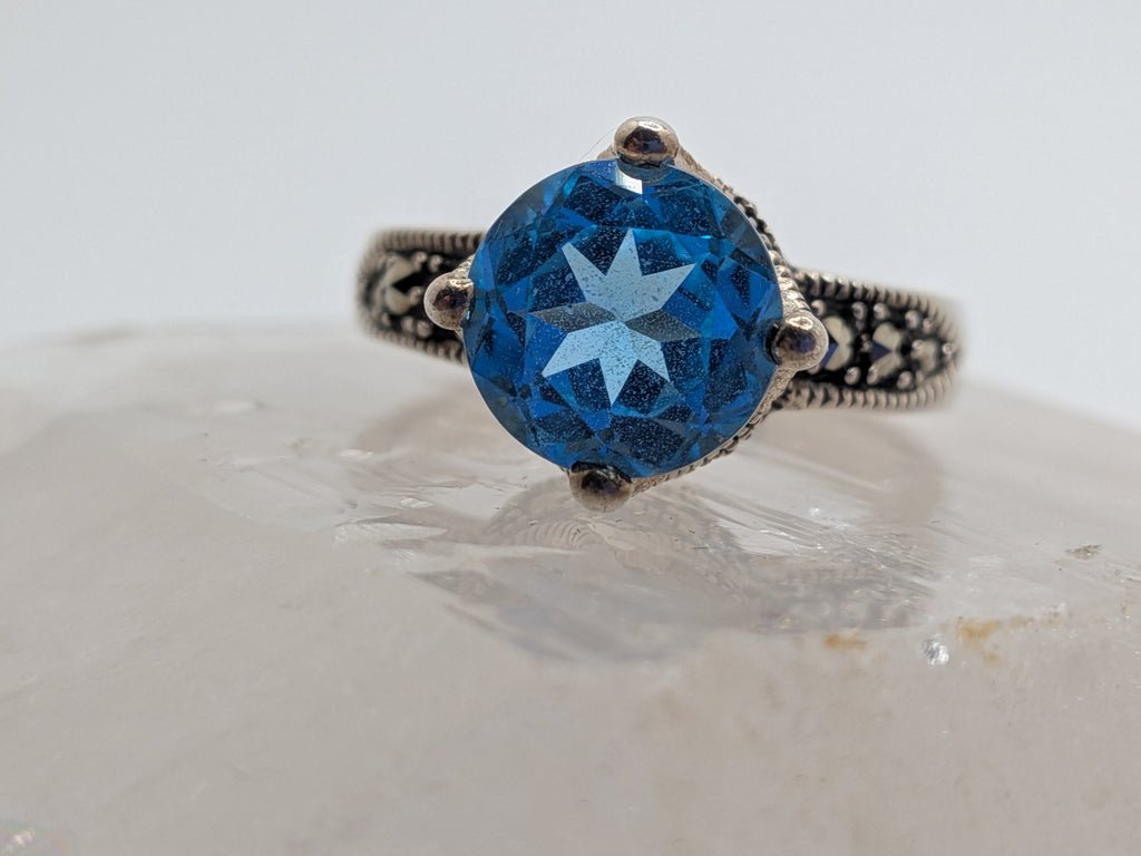 Blue Topaz & Marcasite Sterling Silver Ring Price: $325 Her Jeweler