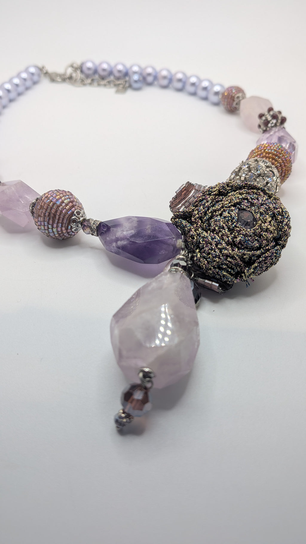 Vintage amethyst and rose quartz necklace