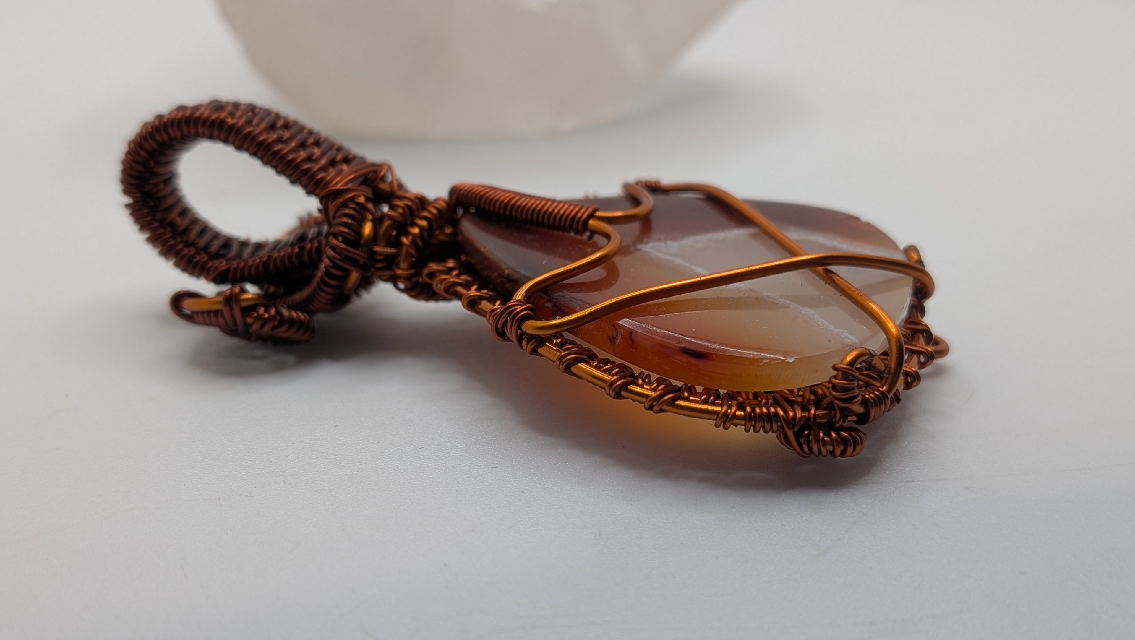 Howl inspired Pear Shaped Carnelian Copper Pendant by Wu-Sah Designs