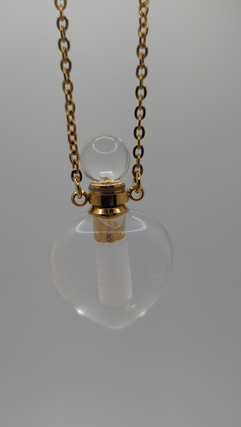 Kulli White Quartz Heart Perfume Necklace