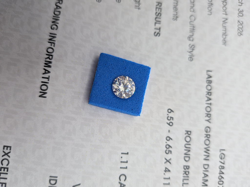 1.11 carat lab grown diamond D VS1 EXCELLENT POLISH EXCELLENT SYMMETRY igi 7165
