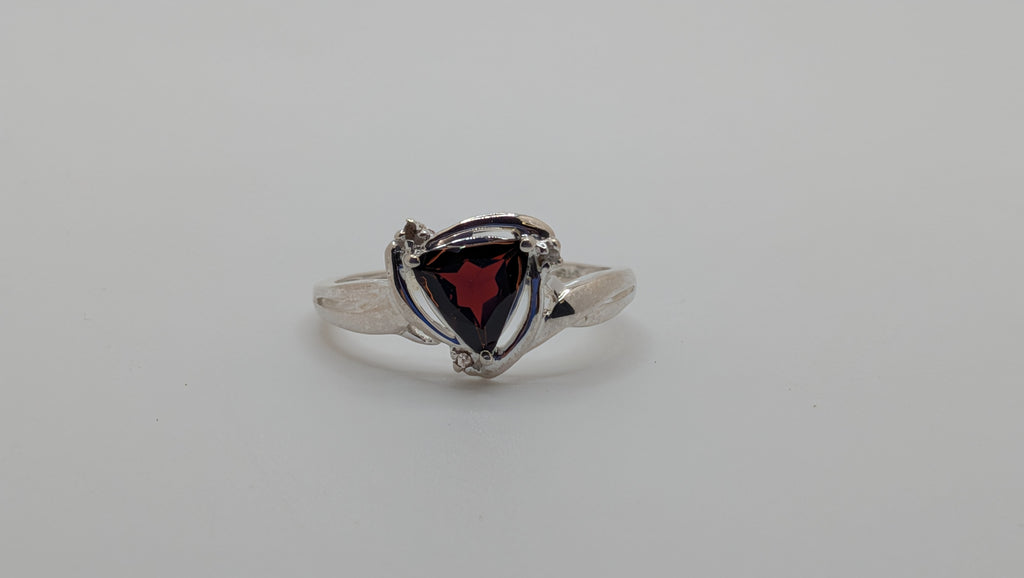 Sterling Silver Triangle Garnet & Diamonds