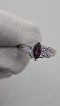Sterling Silver Lab Marquise Amethyst Size 8