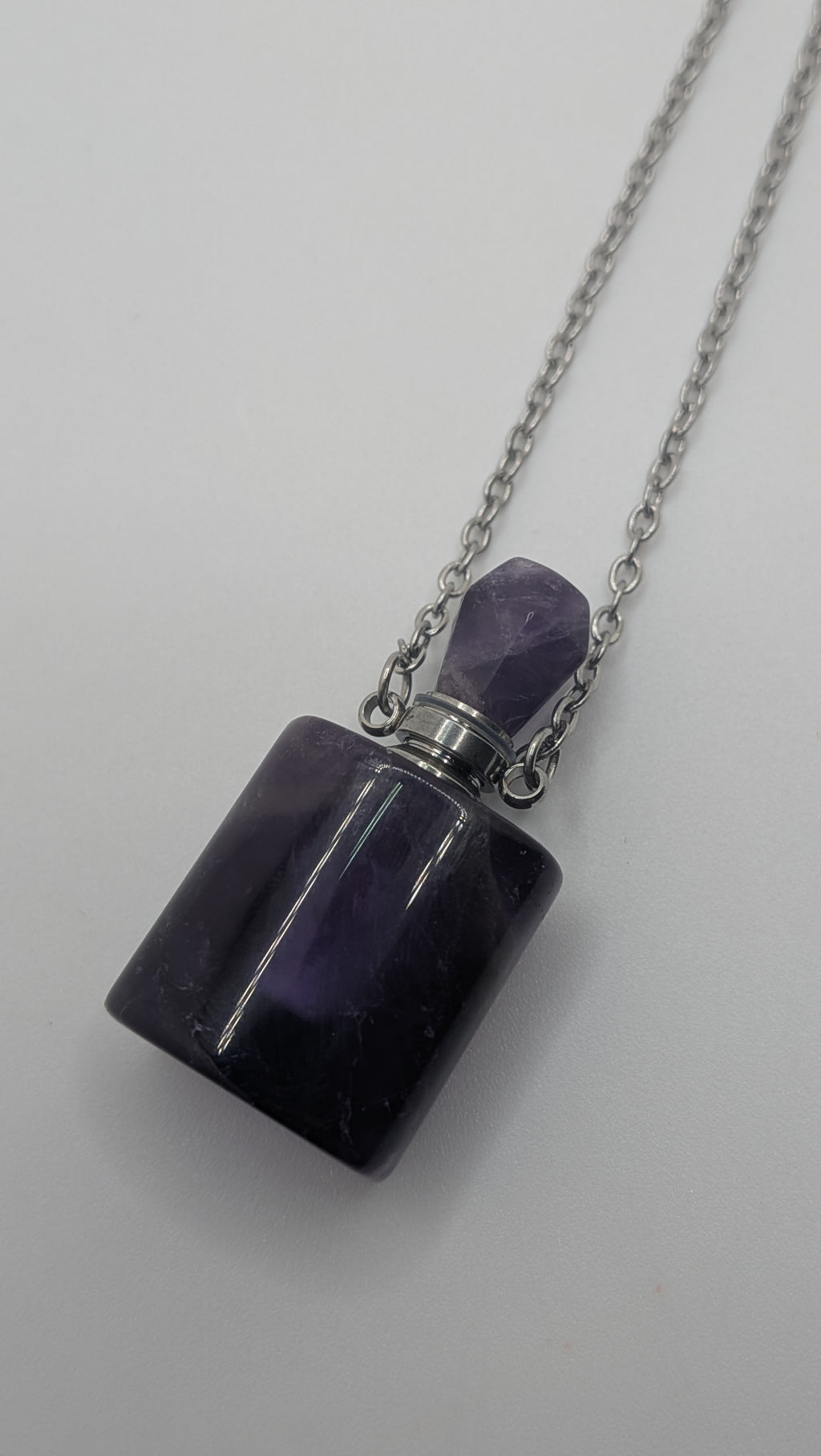 Amethyst Quartz Perfume Bottle Necklace
