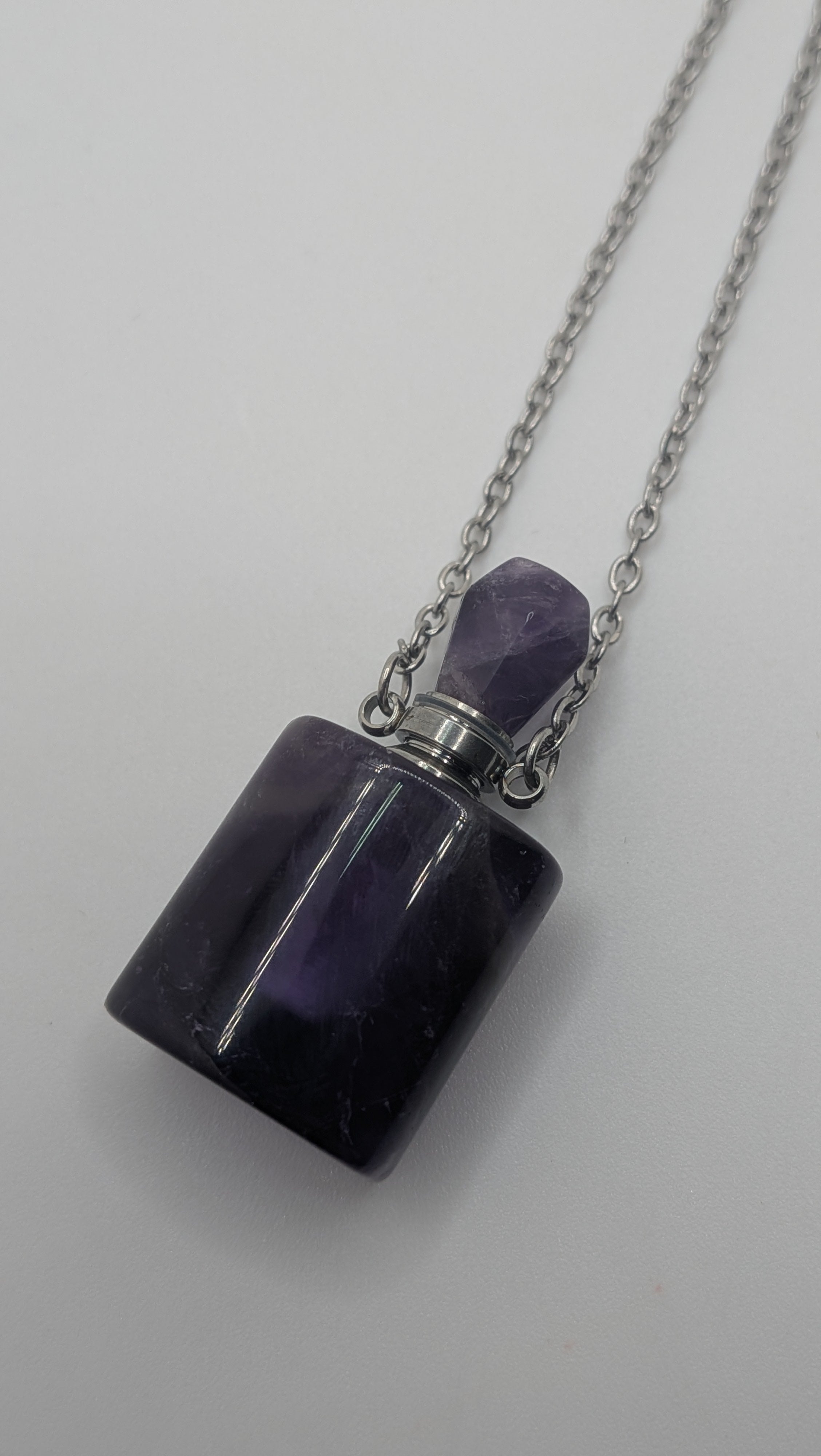 Amethyst Quartz Perfume Bottle Necklace