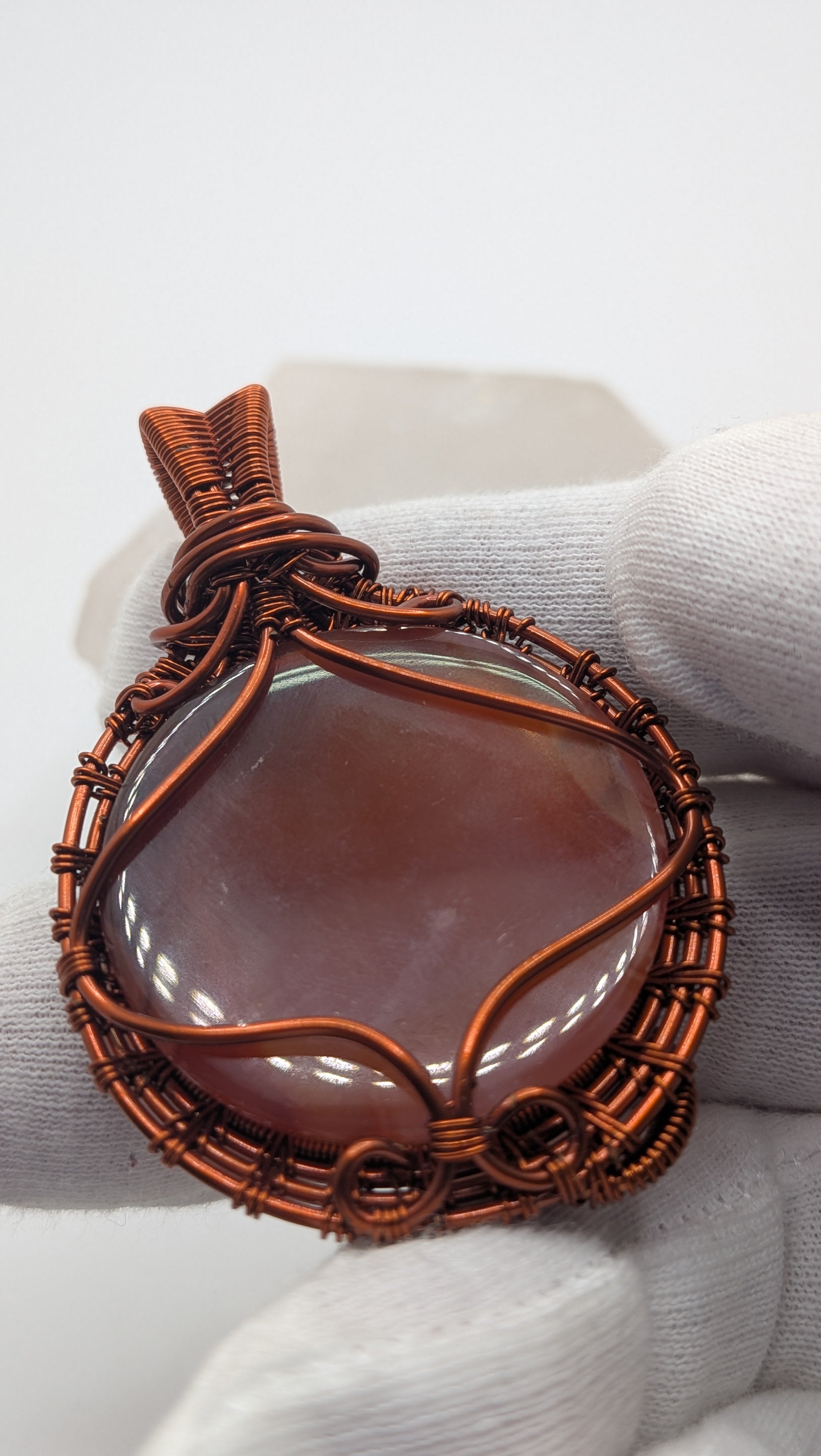 Scorpion with Round Shaped Carnelian Copper Pendant by Wu-Sah Designs