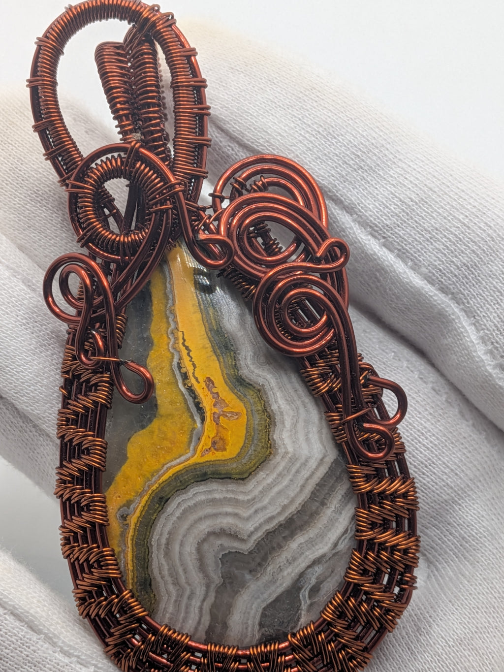 Wusah Designs Bumblebee Jasper Pendant – Pure Copper Wrapped $125