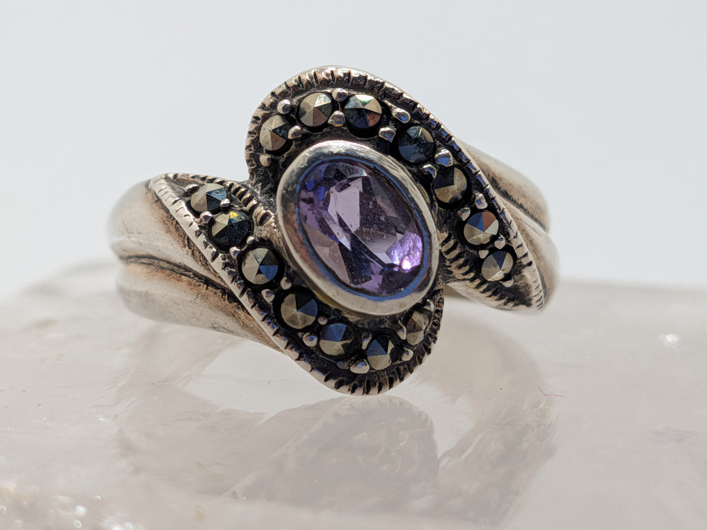 Vintage Sterling Silver Marcasite & Amethyst Ring $245 Her Jeweler