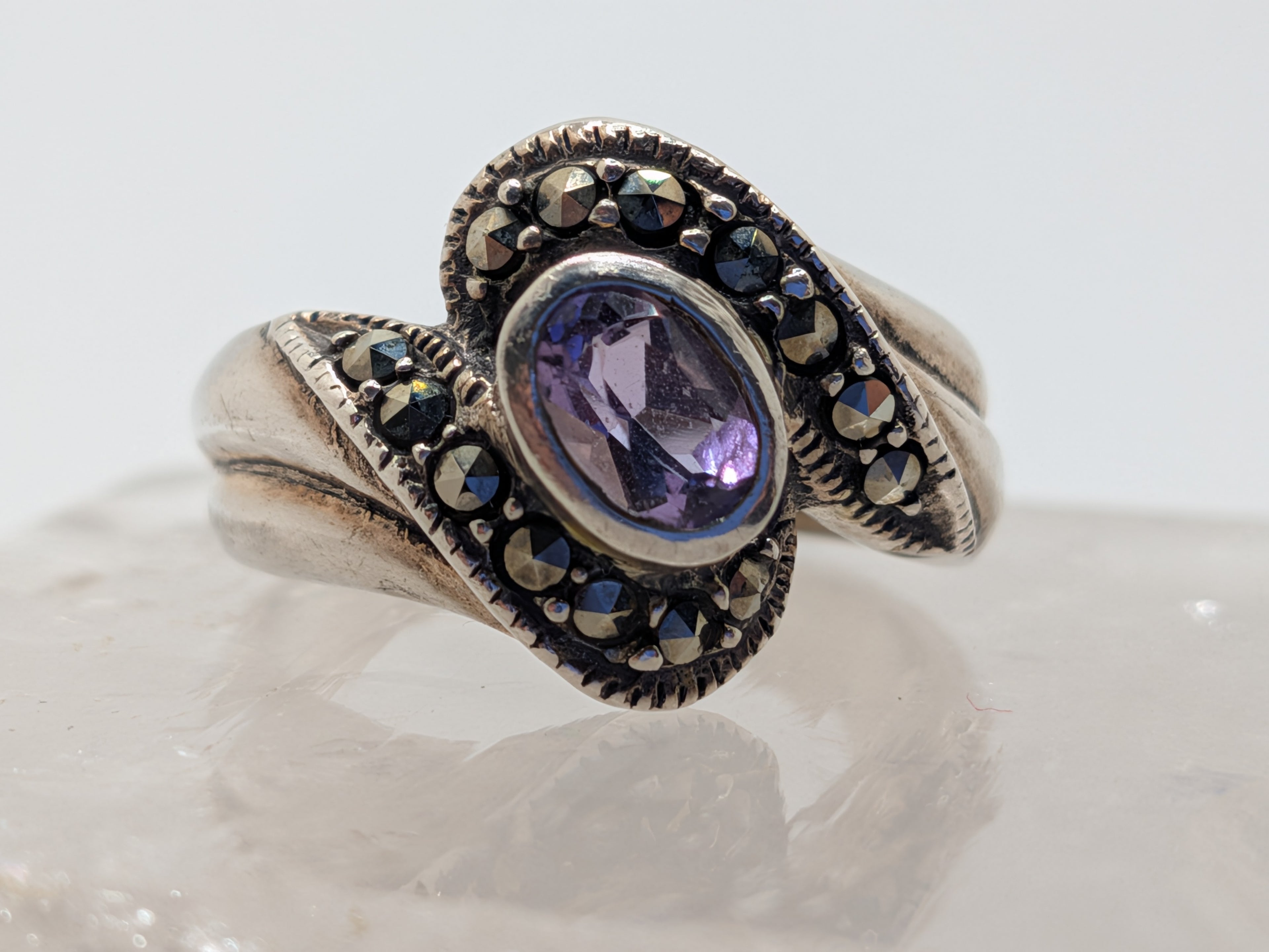 Vintage Sterling Silver Marcasite & Amethyst Ring $245 Her Jeweler