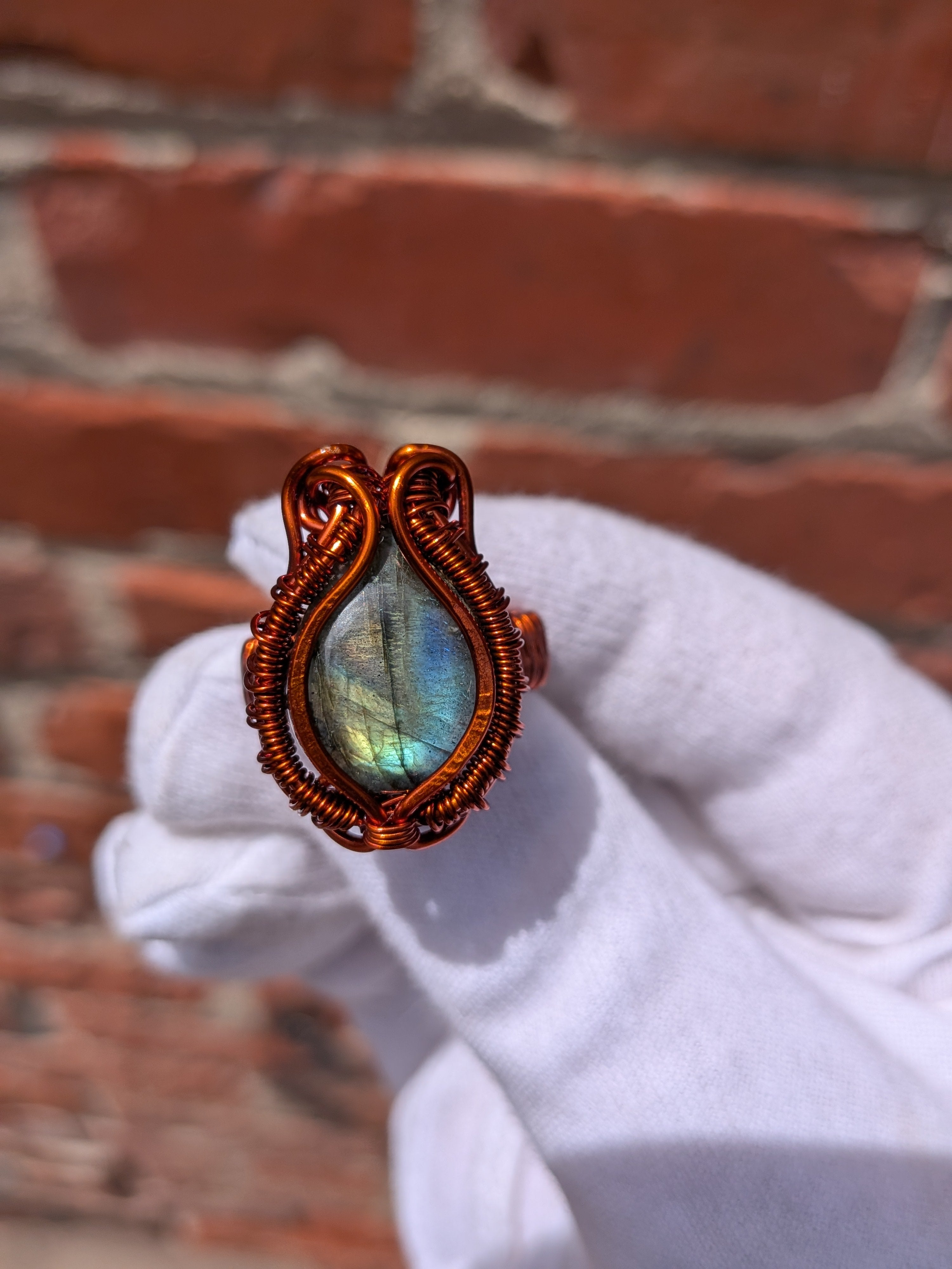 Wusah Labradorite Copper Ring – Handmade in Indonesia
 $70