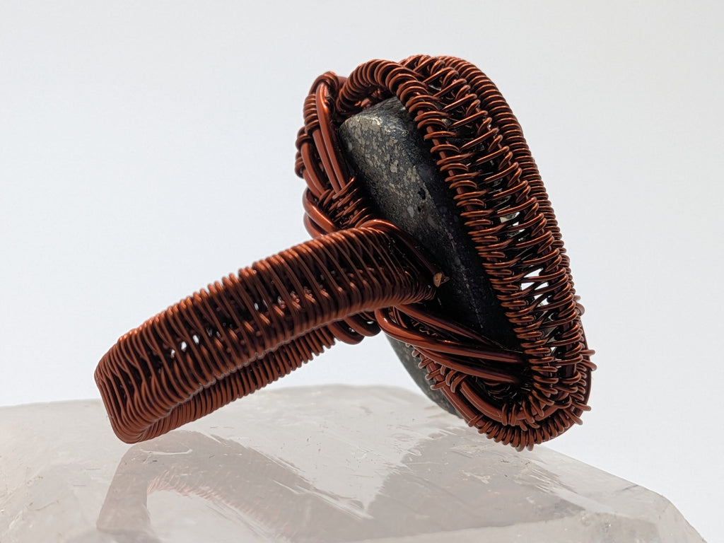 Wusah Designs Handwrapped Copper & Pyrite Statement Ring $111