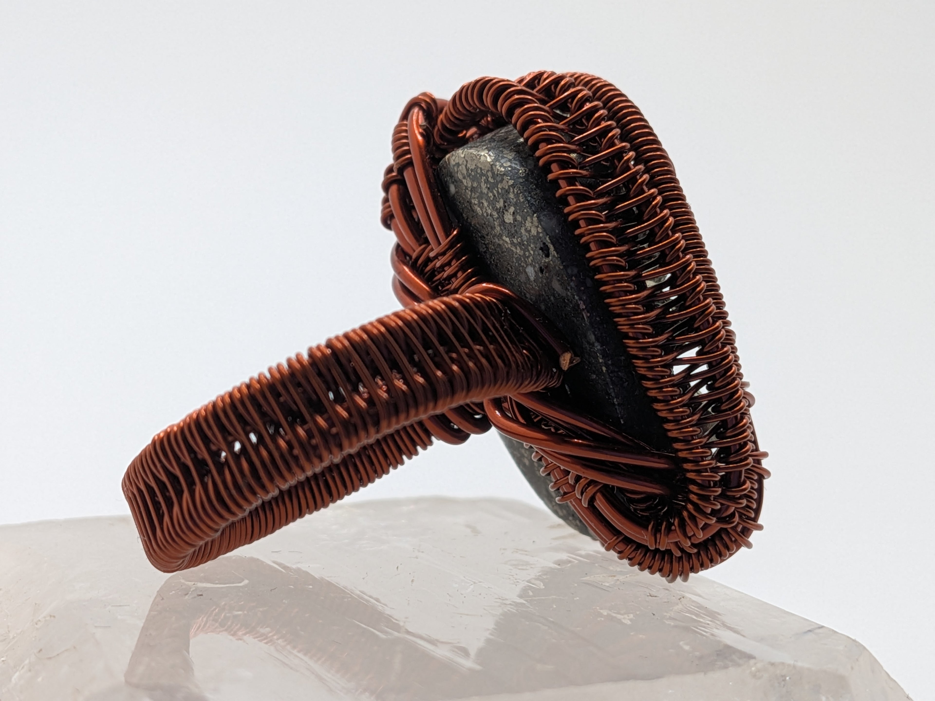 Wusah Designs Handwrapped Copper & Pyrite Statement Ring $111