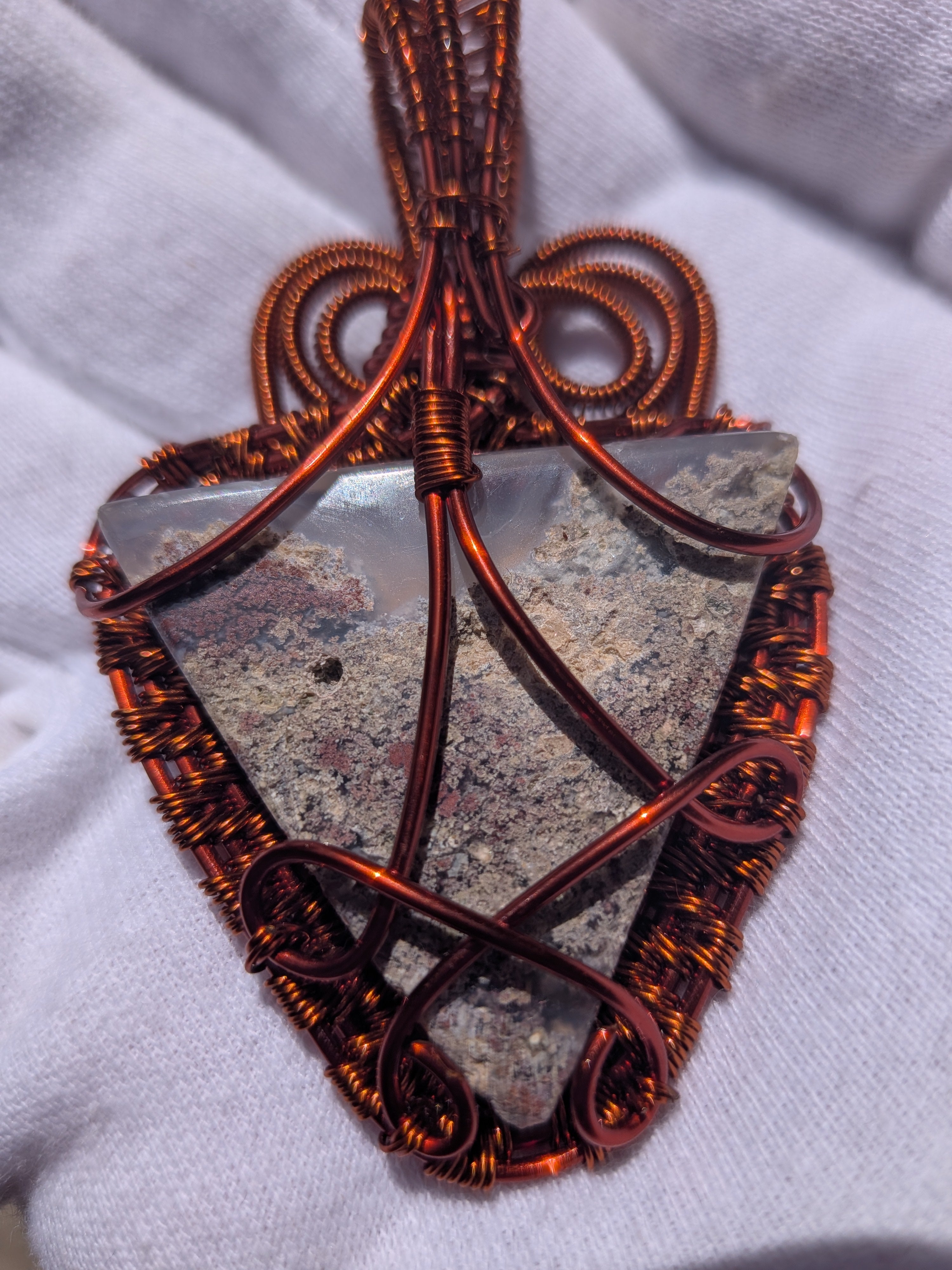 Wusah Designs Moss Agate Pendant in Pure Copper $125