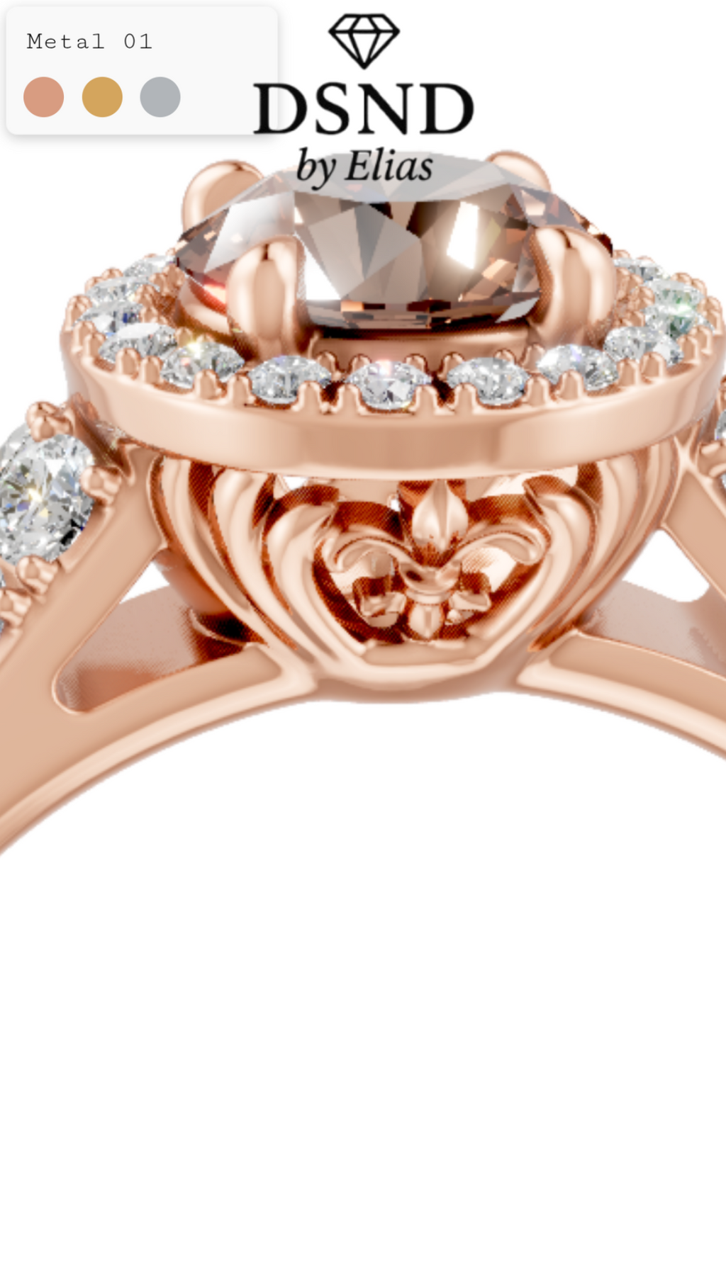 Bourbon Inspired 14 K Rose Gold Lab Brown Diamond Engagement Ring